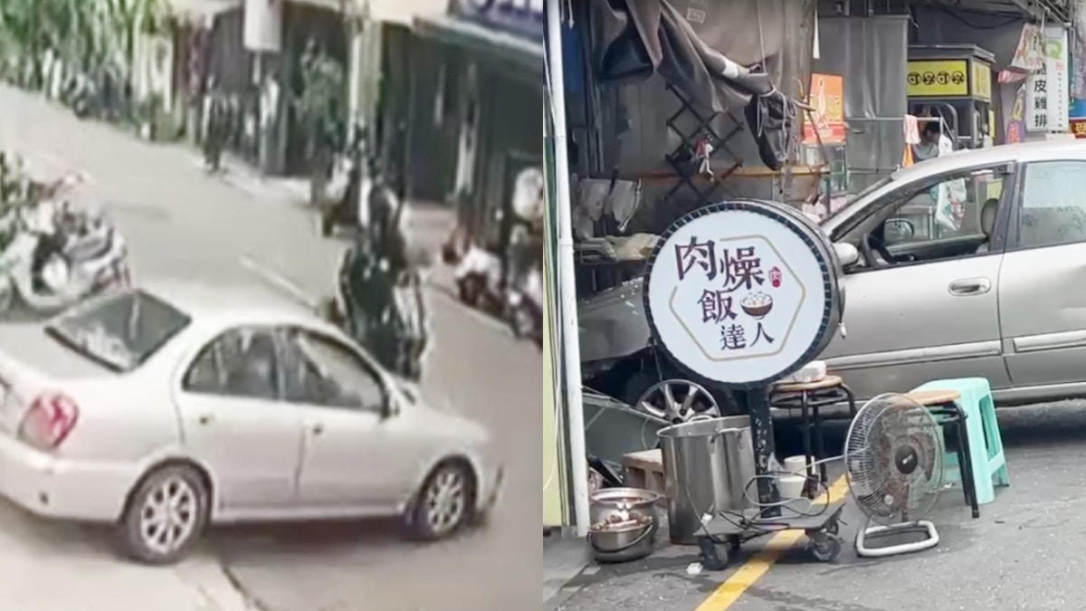 台女「出停車場即暴衝」釀嚴重車禍!攔腰狂撞電單車再直衝入食店