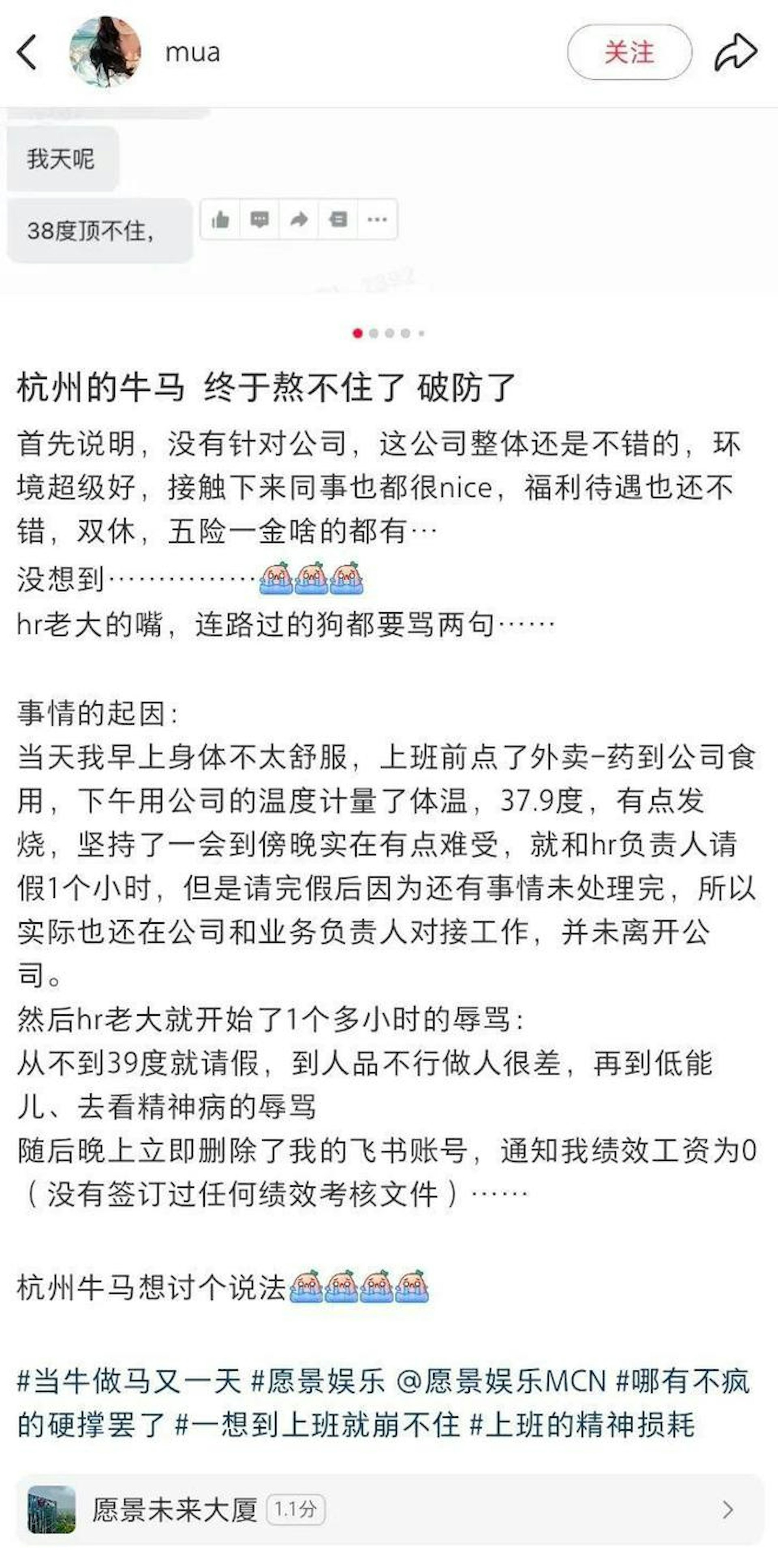 網友自述遭到HR負責人言語辱罵。(極目新聞) 網友自述遭到HR負責人言語辱罵。(極目新聞)