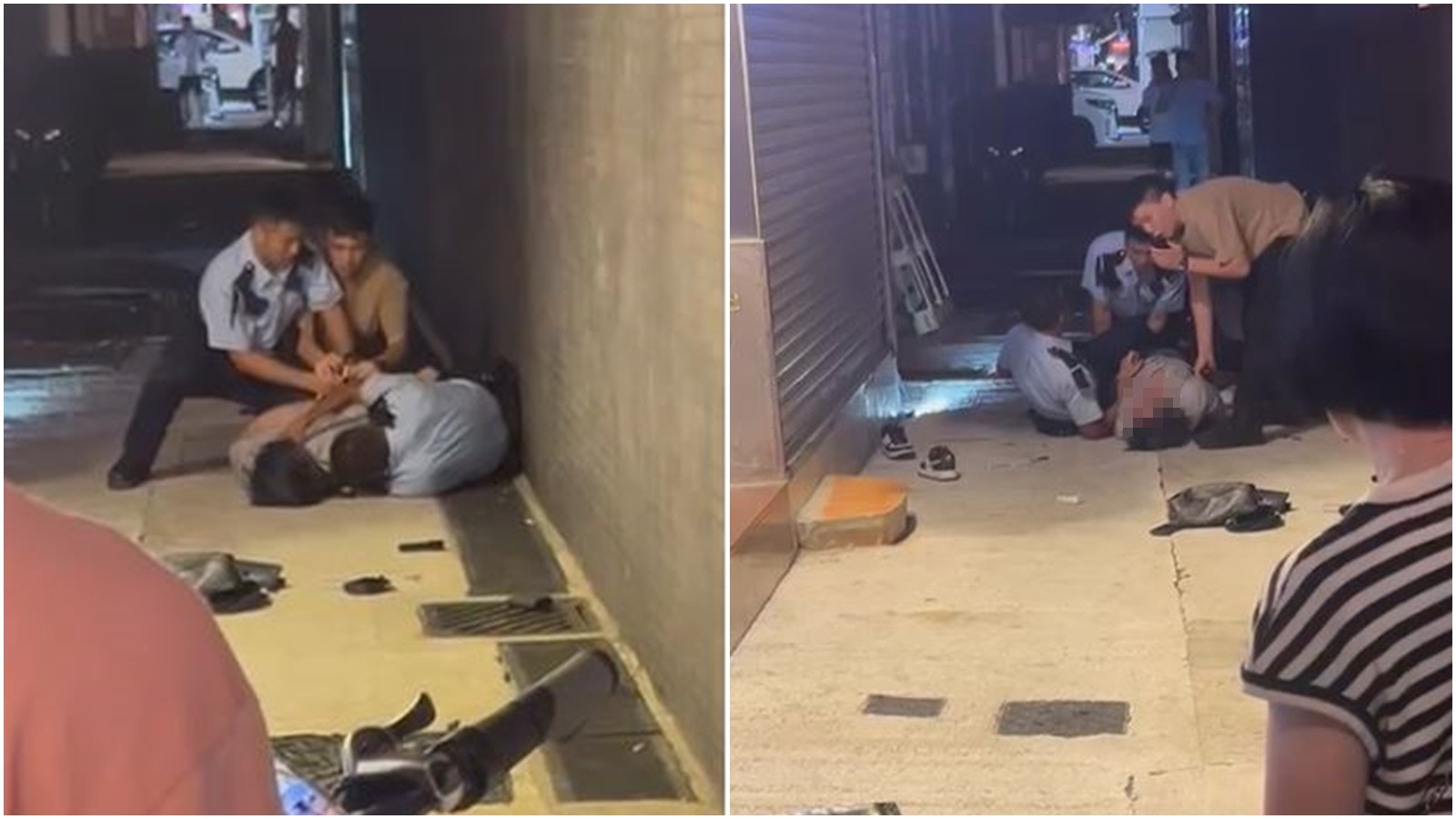 有片|旺角後巷3警制服男子 倒地糾纏3分鐘 鉸剪腳箝下身鎖手銬