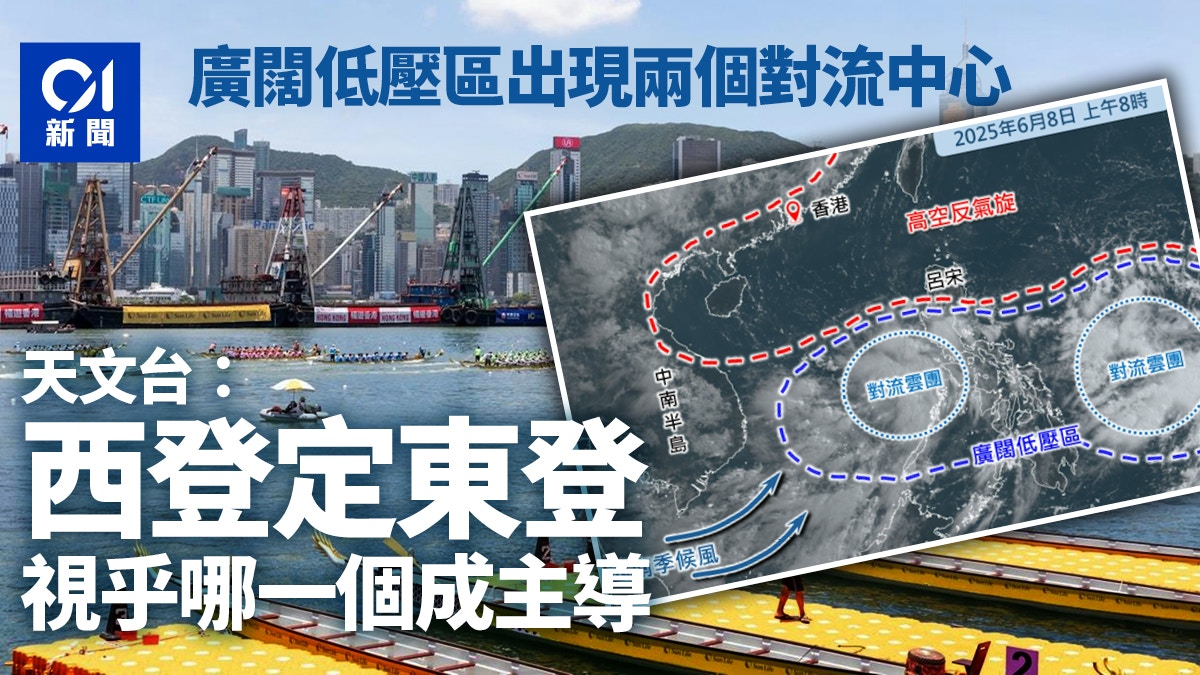 打風|出現兩個對流中心 天文台:西登定東登視乎哪一個成主導