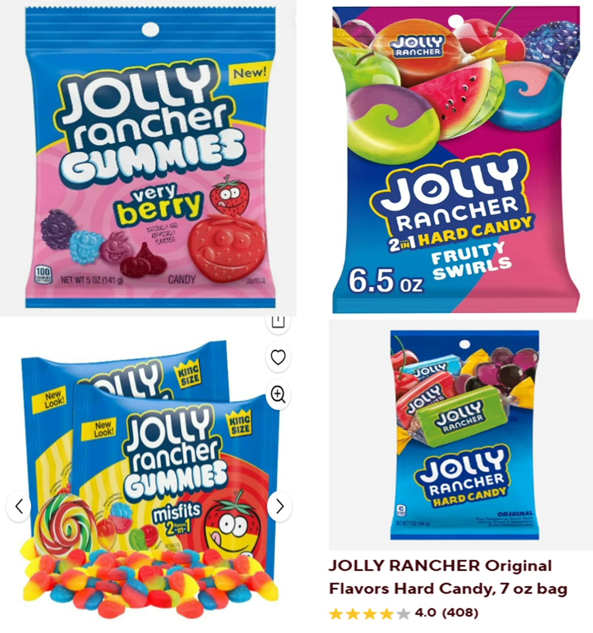 圖為英國FSA下令停售及食用的四款好時Jolly Rancher糖果。(網上圖片) 圖為英國FSA下令停售及食用的四款好時Jolly Rancher糖果。(網上圖片)
