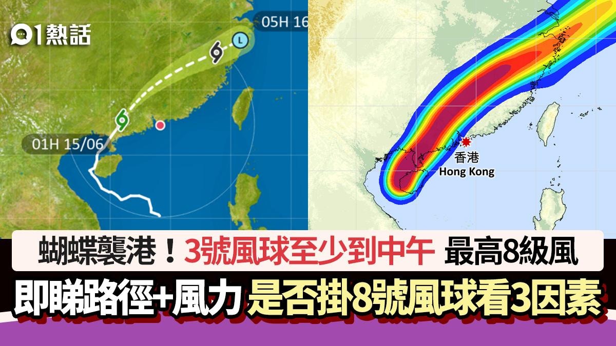 颱風蝴蝶│天文台:3號風球至少維持至中午 是否掛8號風球看3因素