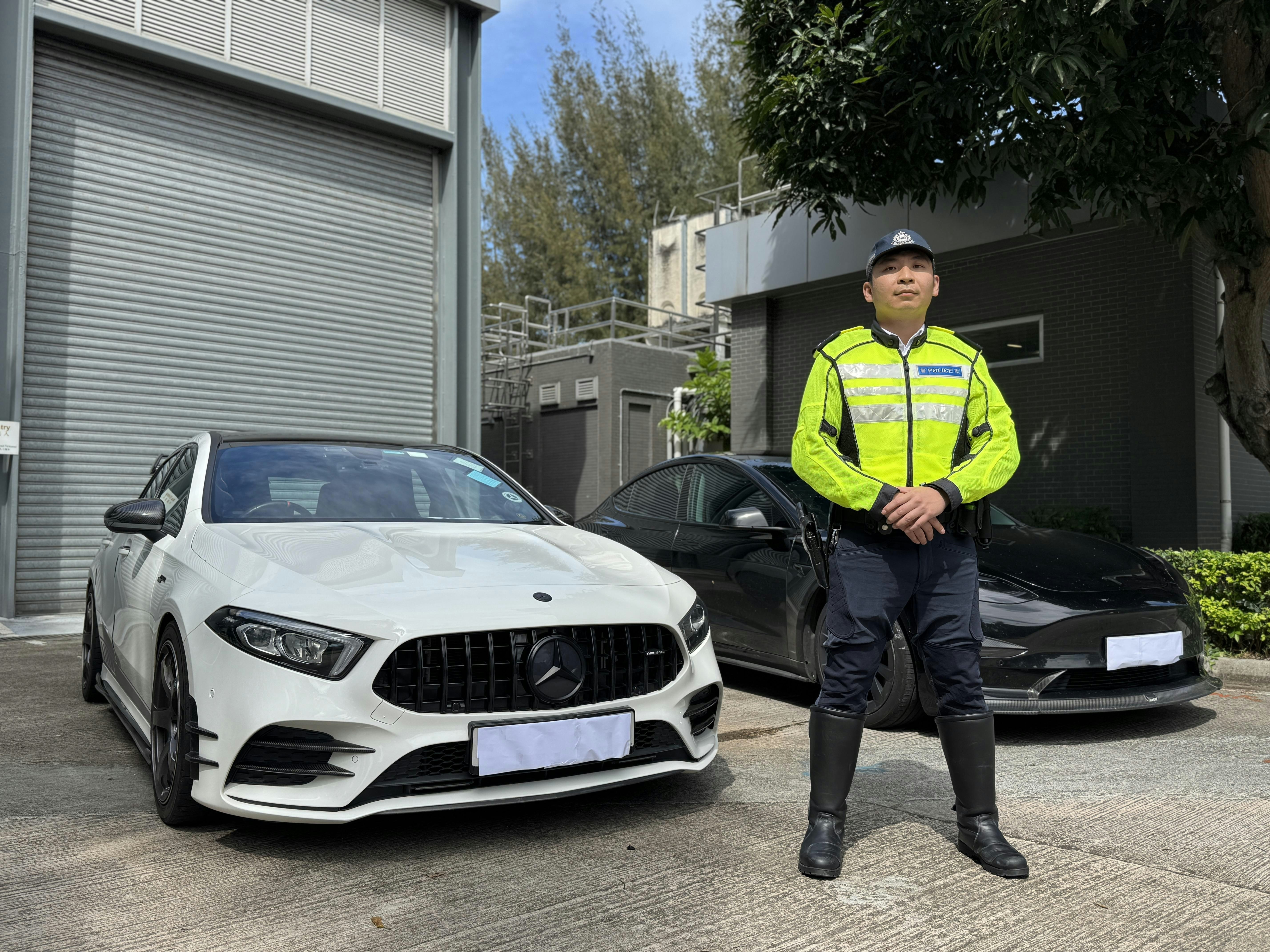 警新界南「放蛇」打擊白牌車 拘兩司機扣查Tesla及平治私家車