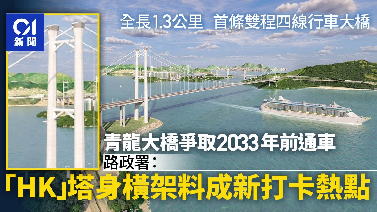 青龍大橋｜爭取2033年前通車路政署料「HK」塔身橫架成新打卡點