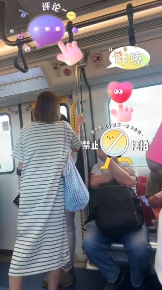 女子按下緊急通話器按鈕，聲稱已報警，要求車長停車及要求該乘客下車。（Threads影片截圖）