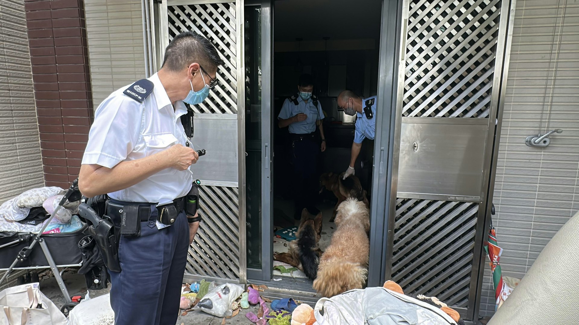 7月8日天水圍田廈路新屋村虐畜案,單位內有3隻狗活動。(黃煦緻攝) 7月8日天水圍田廈路新屋村虐畜案,單位內有3隻狗活動。(黃煦緻攝)