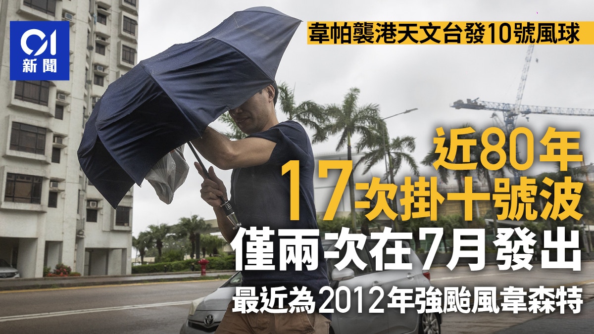 韋帕10號風球︱香港十號風球紀錄 天文台近80年17次掛10號