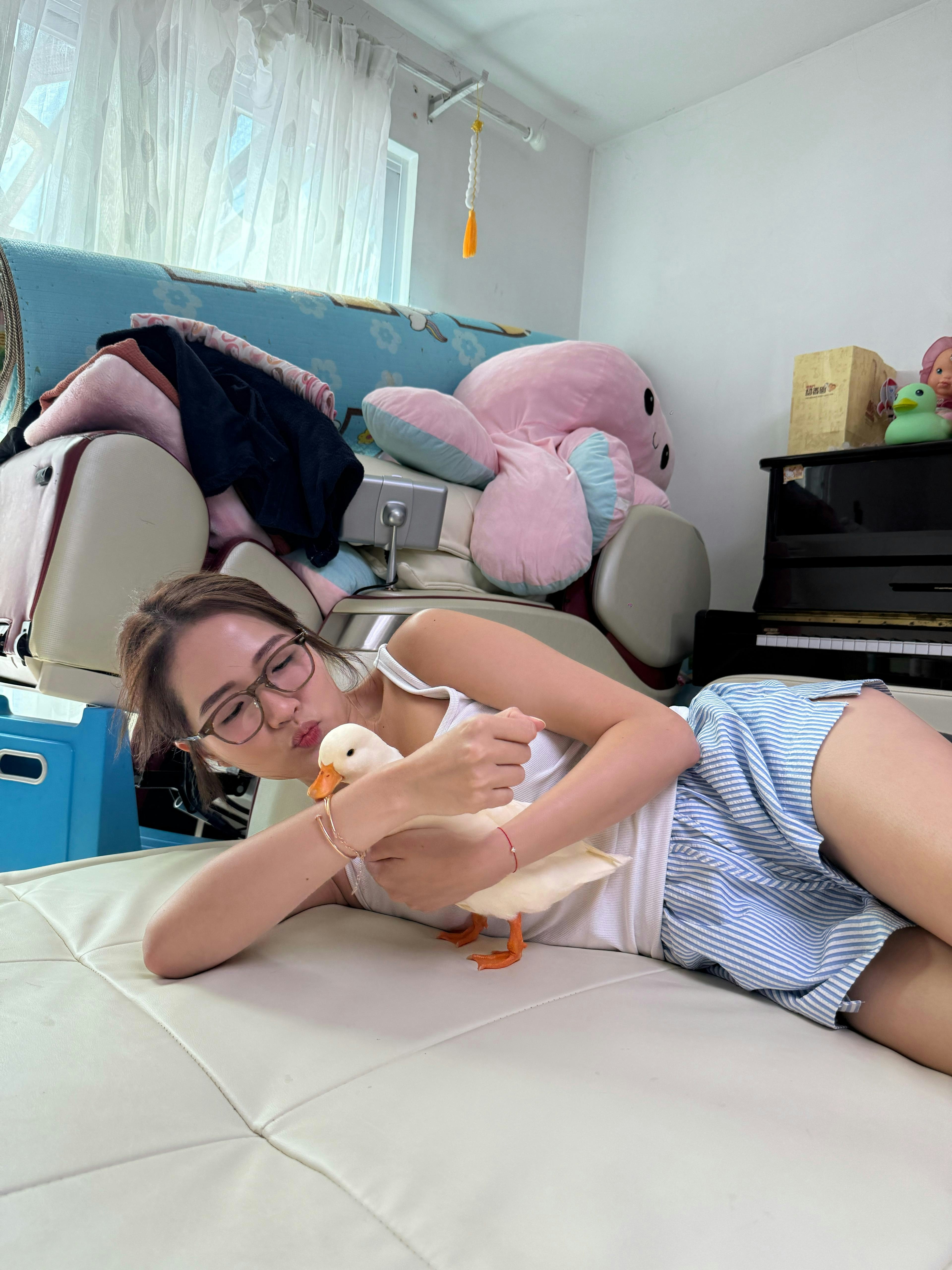 梁敏巧北上搵鴨仔玩。（受訪者提供）