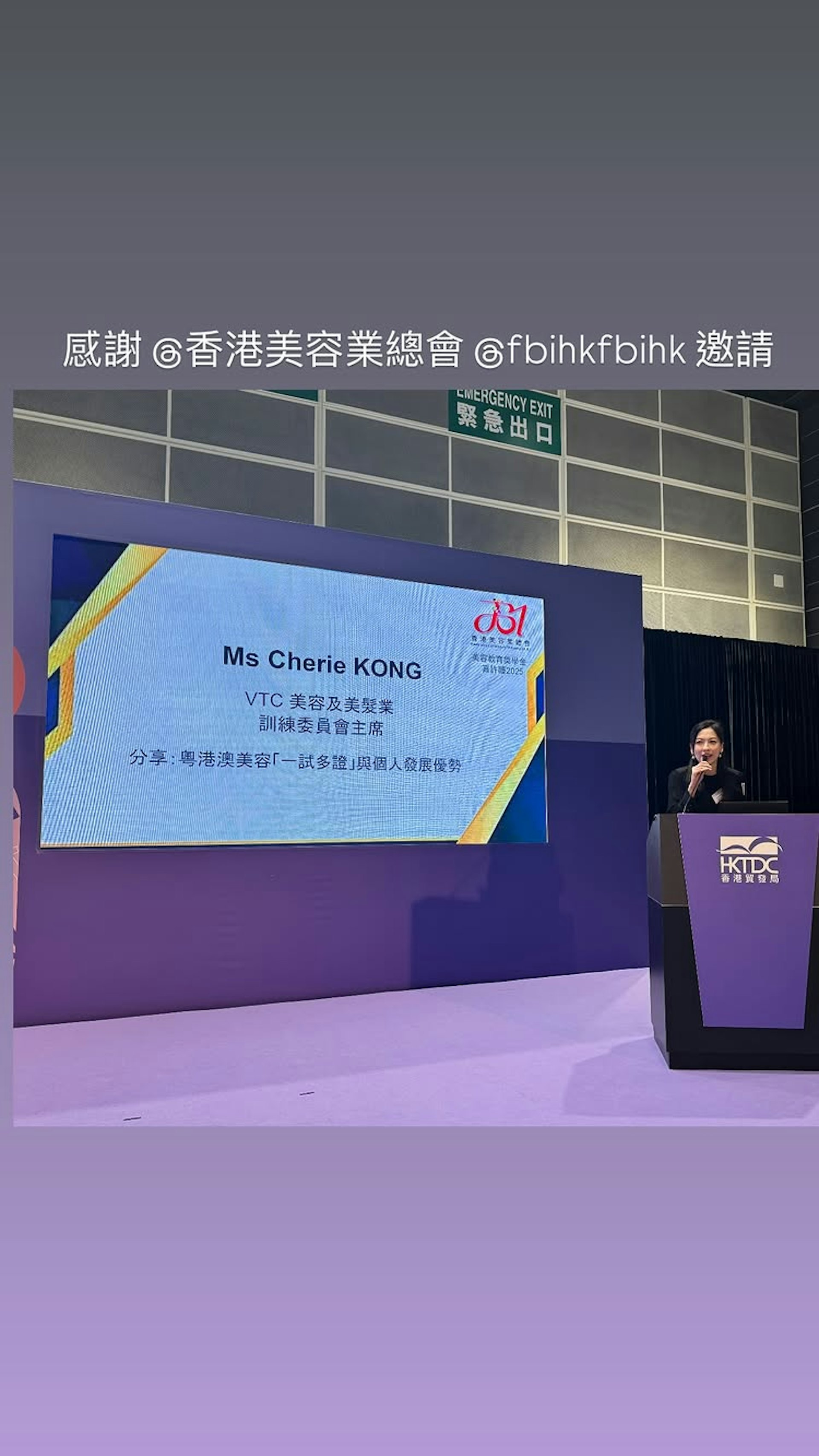 担任职业训练局美容及美发业训练委员会主席。(IG截图)