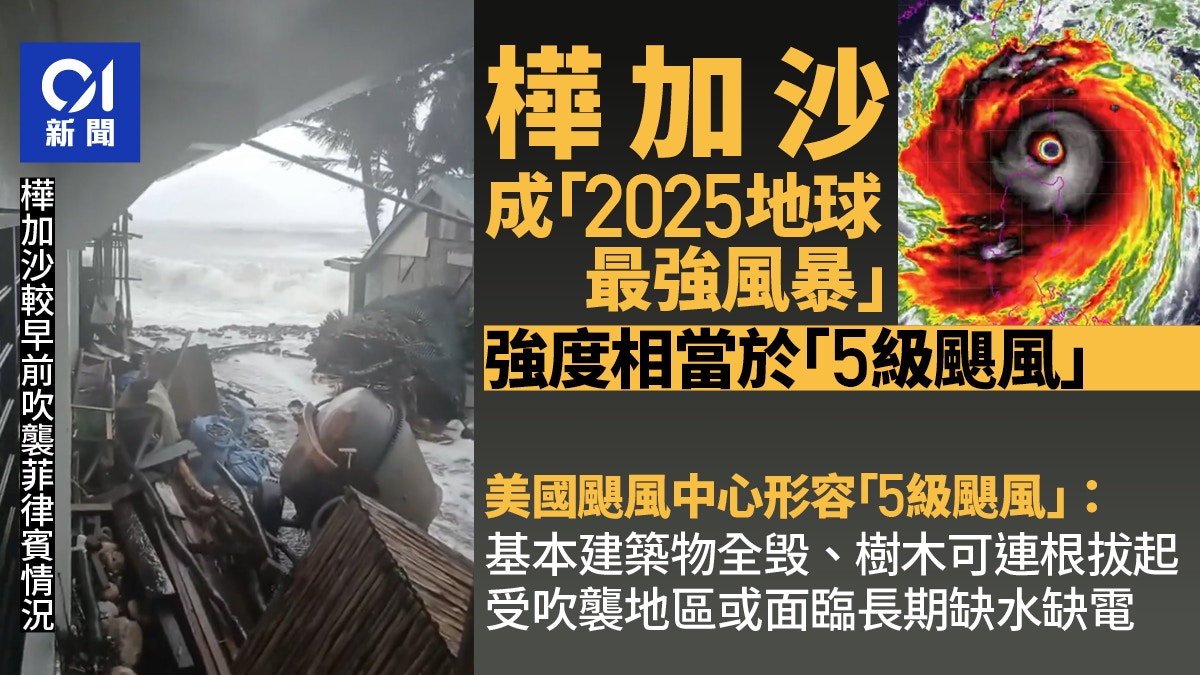 桦加沙被指为2025"全球最强风暴" 相当于5级飓风