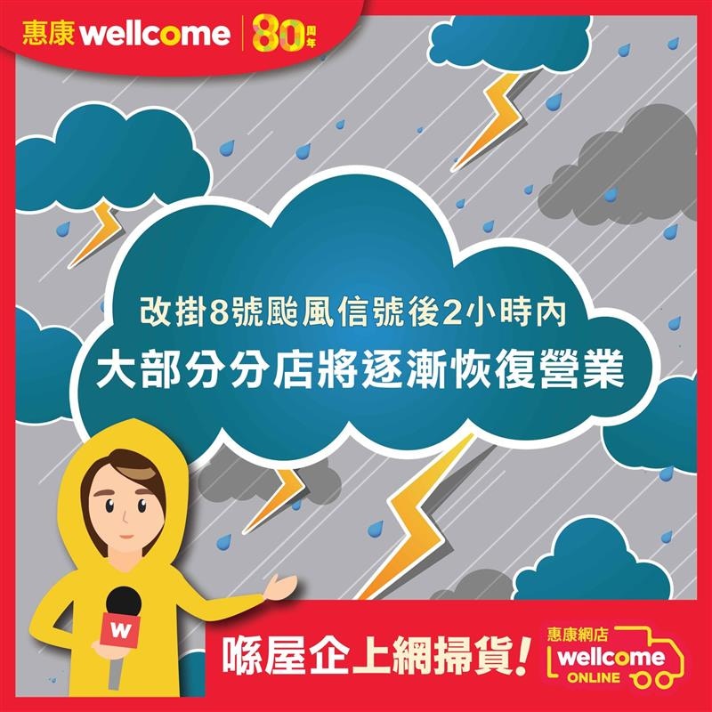 台风桦加沙｜8号风球超市营业时间一览！百佳／惠康／一田／Aeon