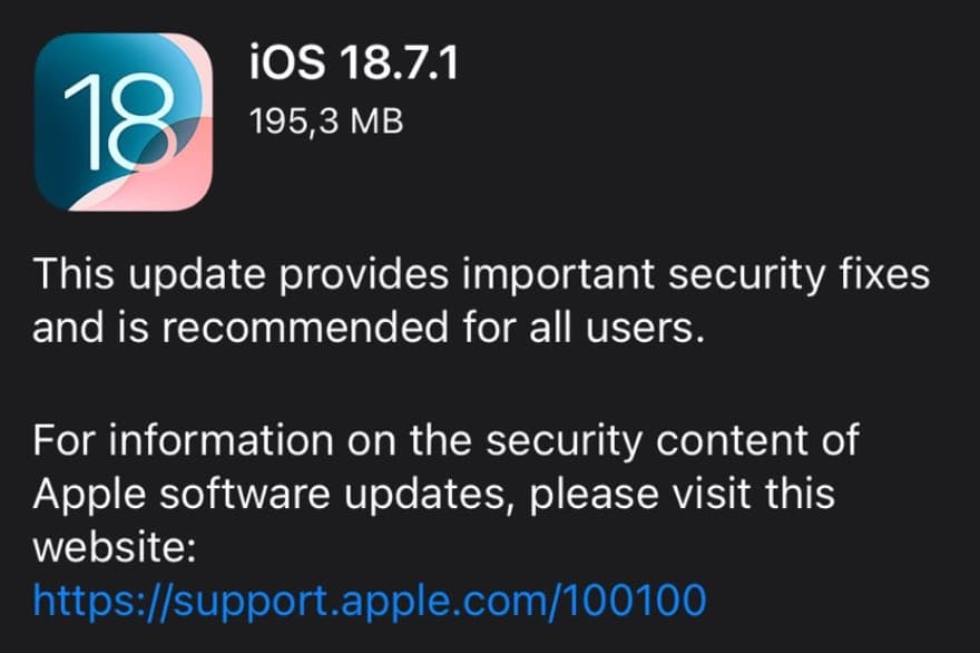 蘋果推iOS 18.7.1正式版修復安全漏洞升到iOS 26後將徹底回不去