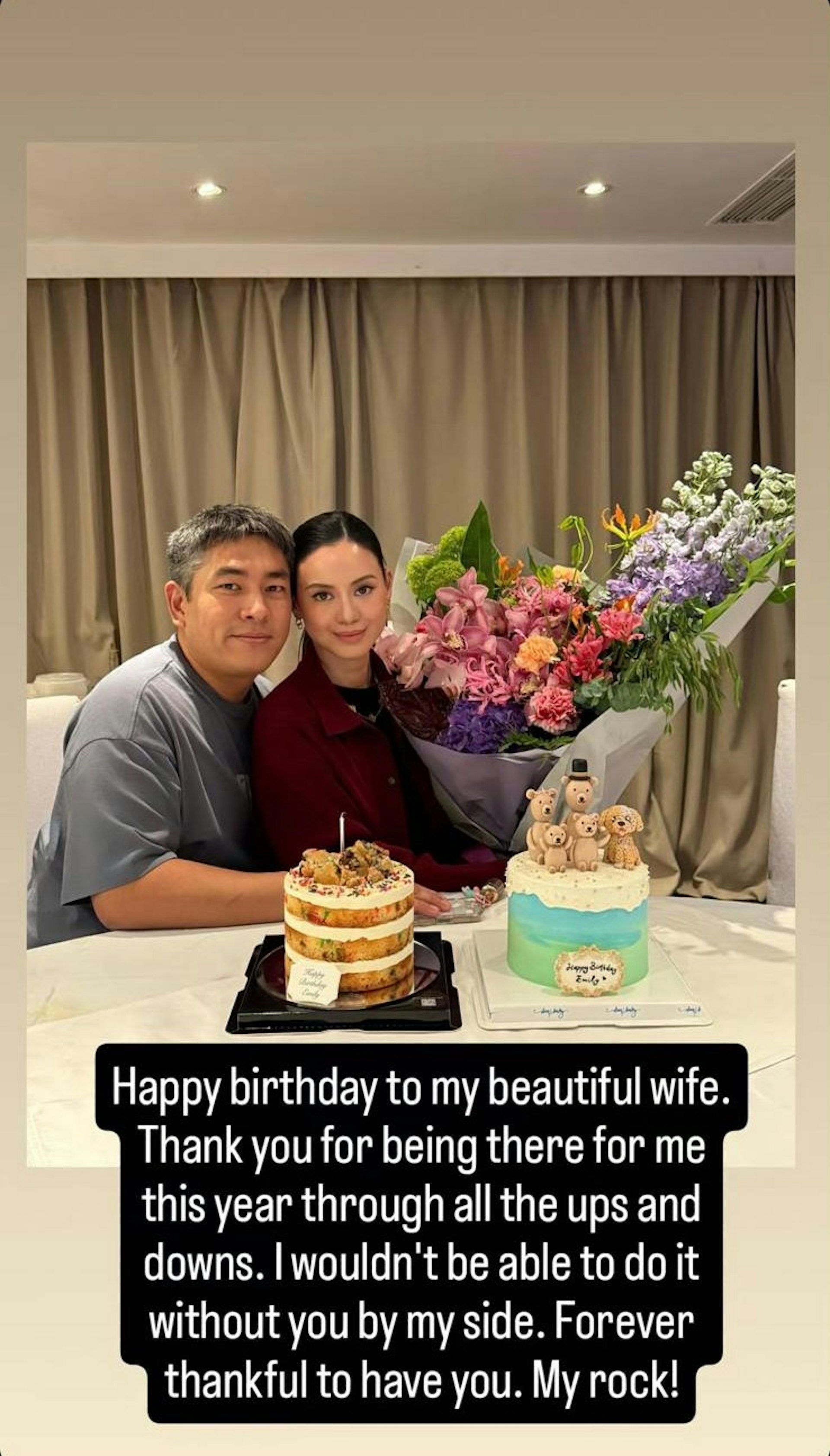 去年10月林恬兒迎來41歲生日,何正德特別為老婆慶生,更公開深情表白。(IG截圖)