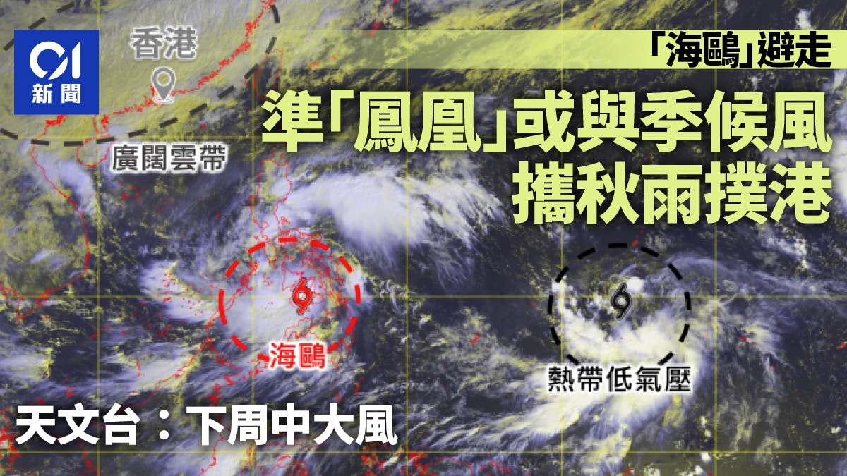 打風｜氣旋準鳳凰或與季候風夾擊帶來秋雨 天文台：下周中期風大