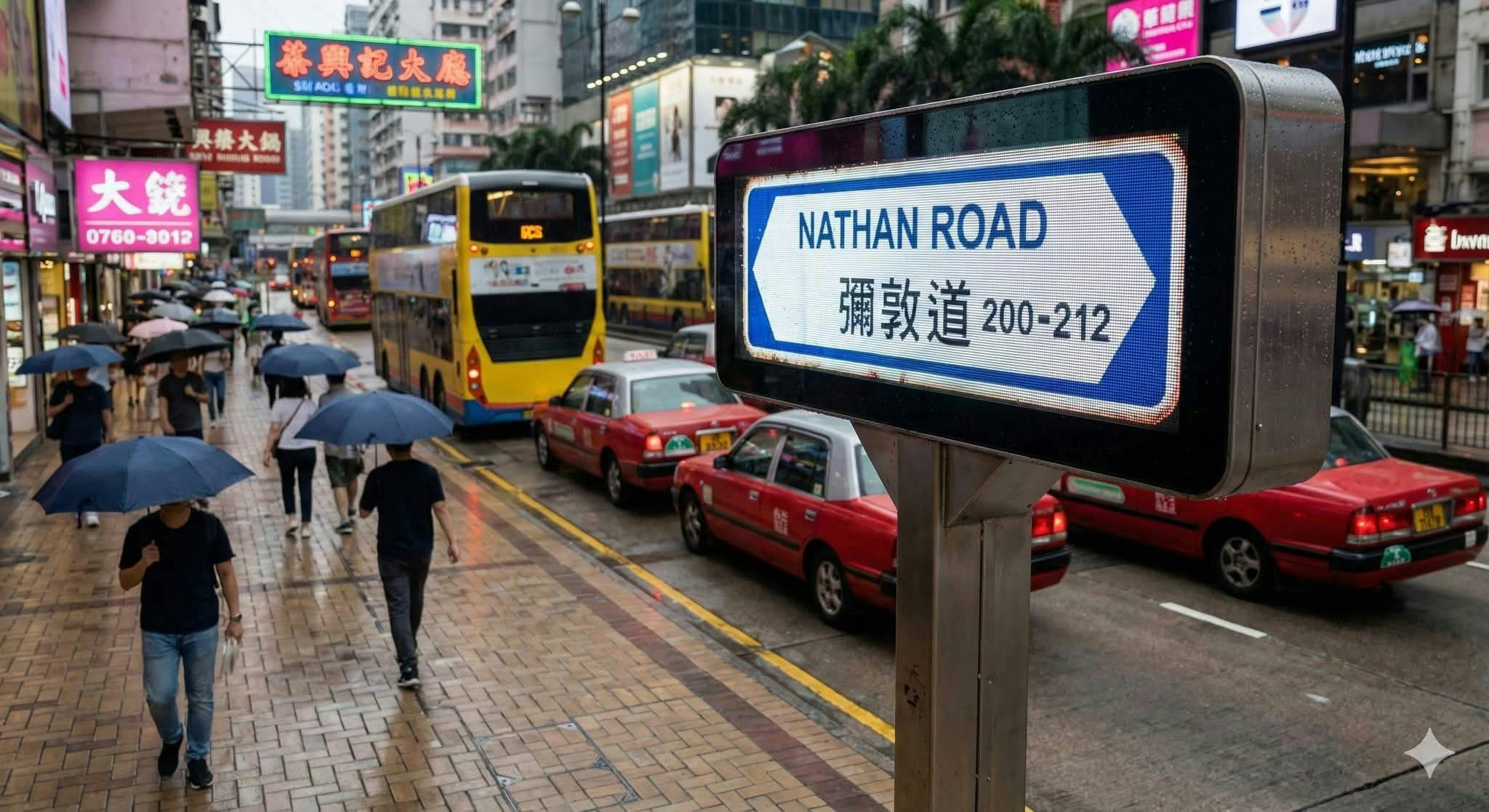 網傳彌敦道改用電子屏幕路牌疑AI圖片路政署：從沒安裝或試行