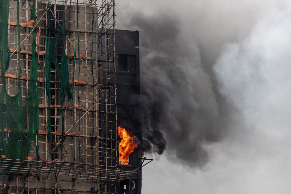 大埔宏福苑早前發生五級大火。（梁鵬威攝）
