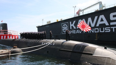 The photo shows Kawasaki Heavy Industries delivering the Shoryu submarine to the Ministry of Defense on March 18, 2019. (Kawasaki Heavy Industries official website)