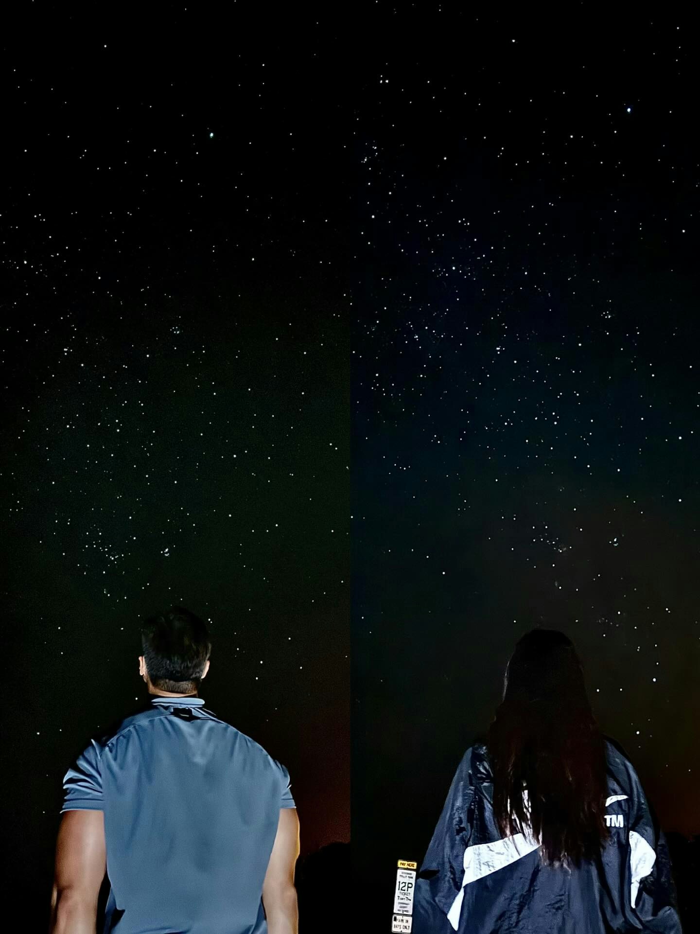 何隊目的未婚妻在帖文上附上兩張照片，包括飛機凳及兩人面向星空。