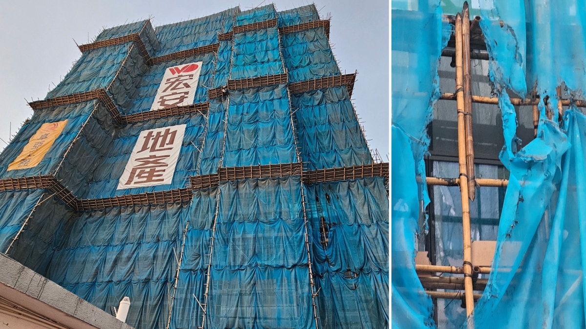 黃大仙飛鳳街地盤棚網起火　工人自行救熄