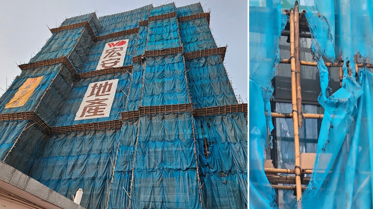 黃大仙飛鳳街地盤棚網起火 工人自行救熄 黃大仙飛鳳街地盤棚網起火 工人自行救熄