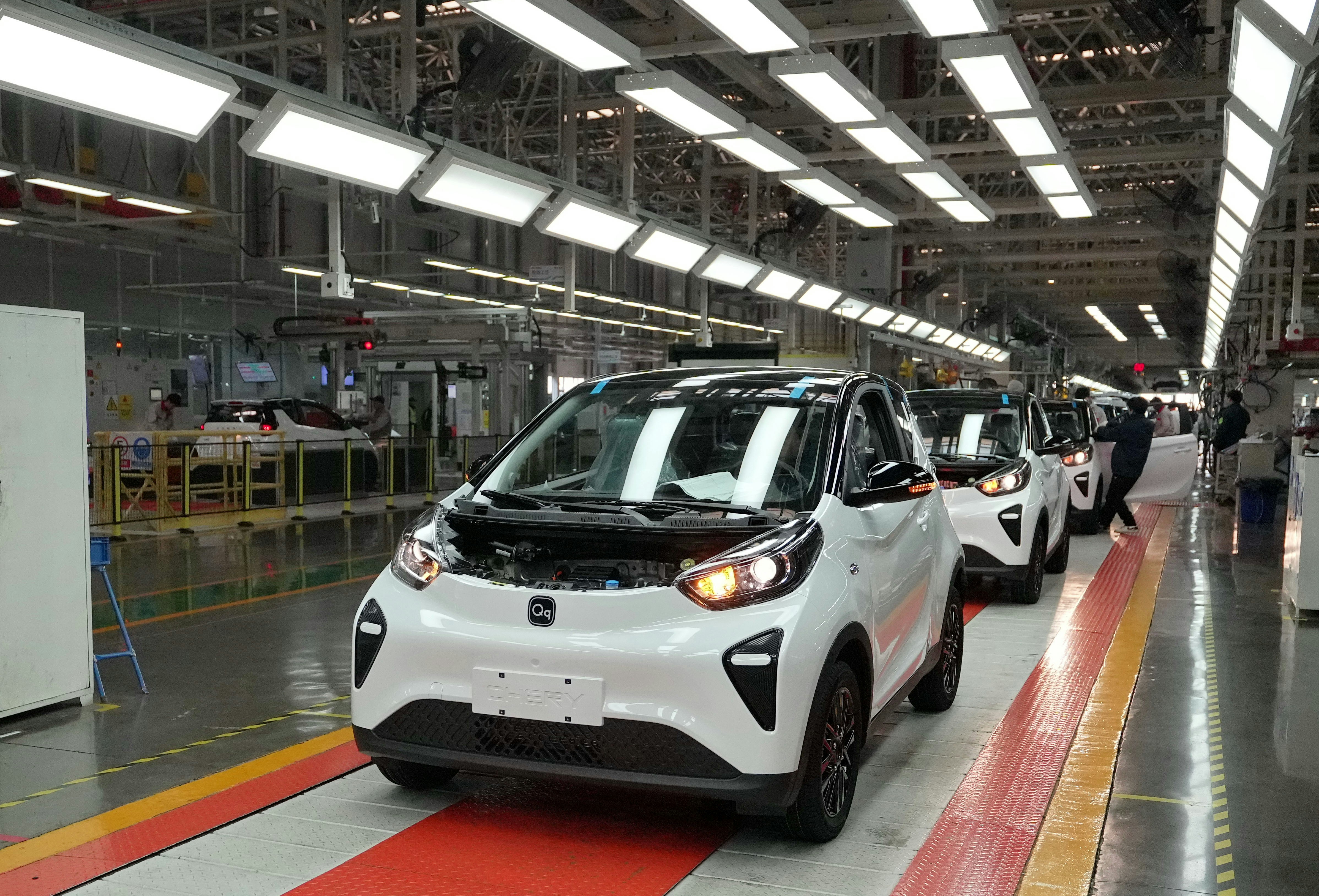 A new energy vehicle production line at the Shijiazhuang branch of Chery New Energy Automobile Co., Ltd. (Xinhua)