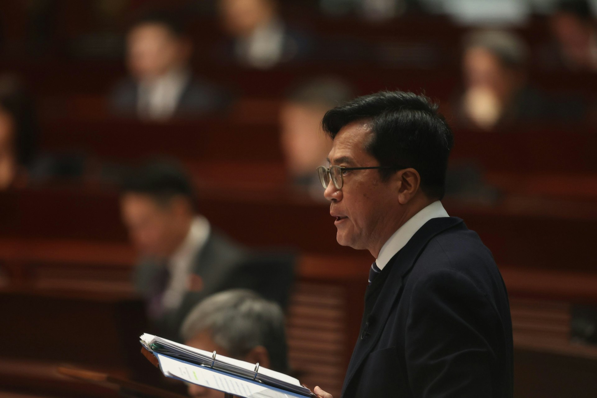 財政司副司長黃偉綸指,原址重建預計耗時「相當漫長」,或達十年。(鄭子峰攝) 財政司副司長黃偉綸指,原址重建預計耗時「相當漫長」,或達十年。(鄭子峰攝)