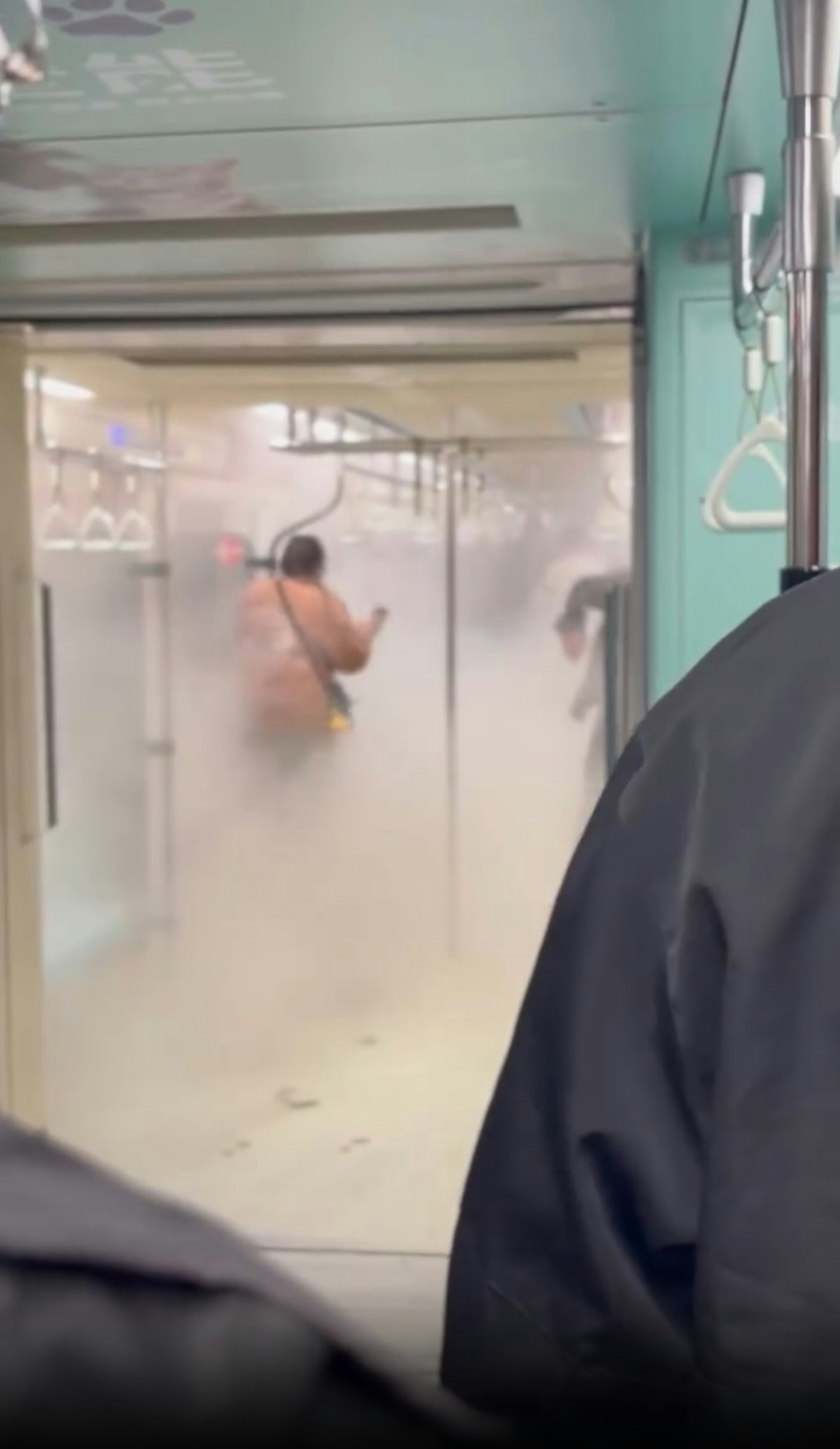 1月16日晚間台北捷運板南線一列開往頂埔方向的列車在即將抵達板橋站時,車廂內突有旅客的行動電源因不明原因冒煙起火,引發乘客恐慌奔逃。(Threads@1anu7_11) 1月16日晚間台北捷運板南線一列開往頂埔方向的列車在即將抵達板橋站時,車廂內突有旅客的行動電源因不明原因冒煙起火,引發乘客恐慌奔逃。(Threads@1anu7_11)