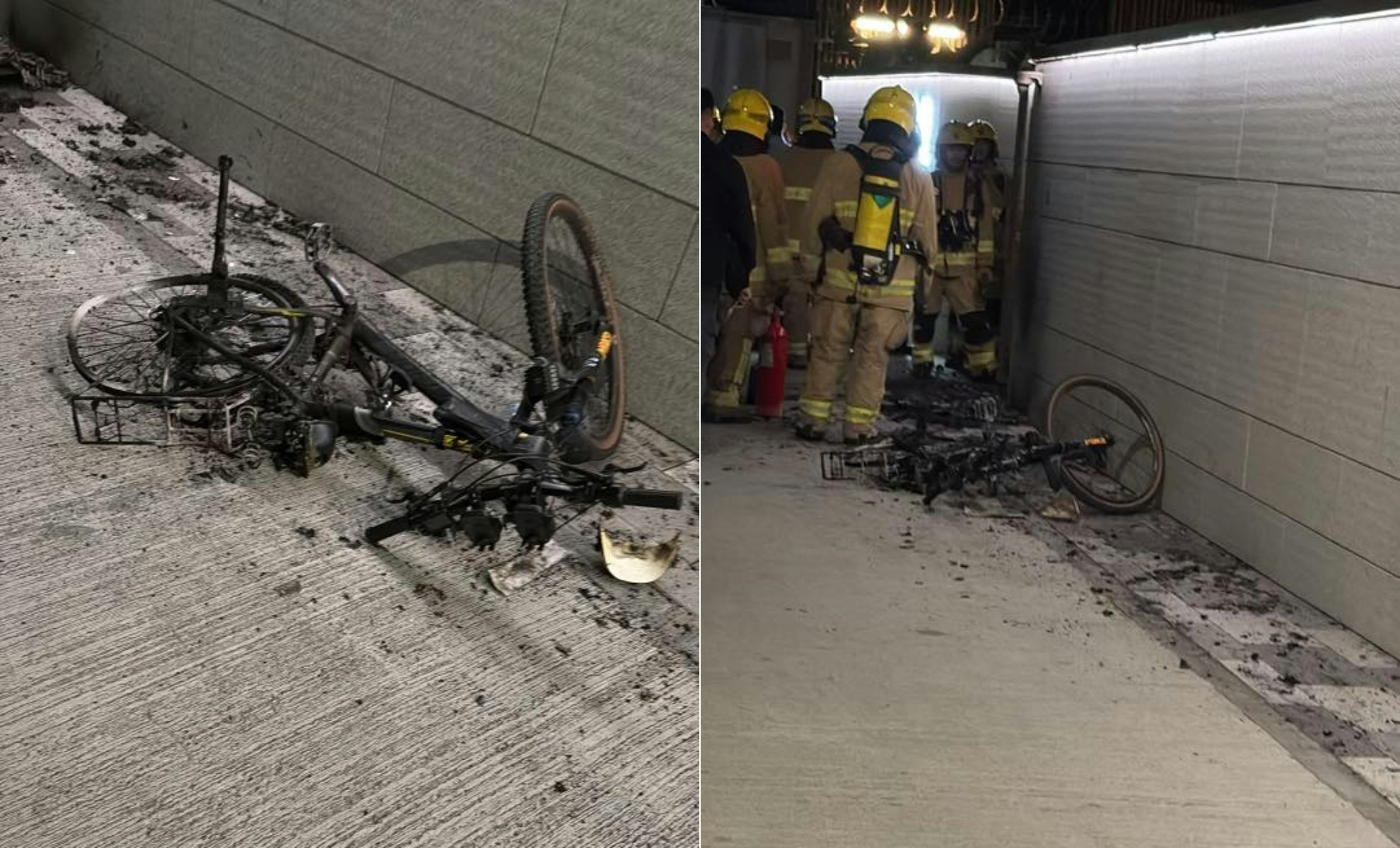 元朗「尚柏」對開單車起火　嚴重焚毀　餘燼遍地