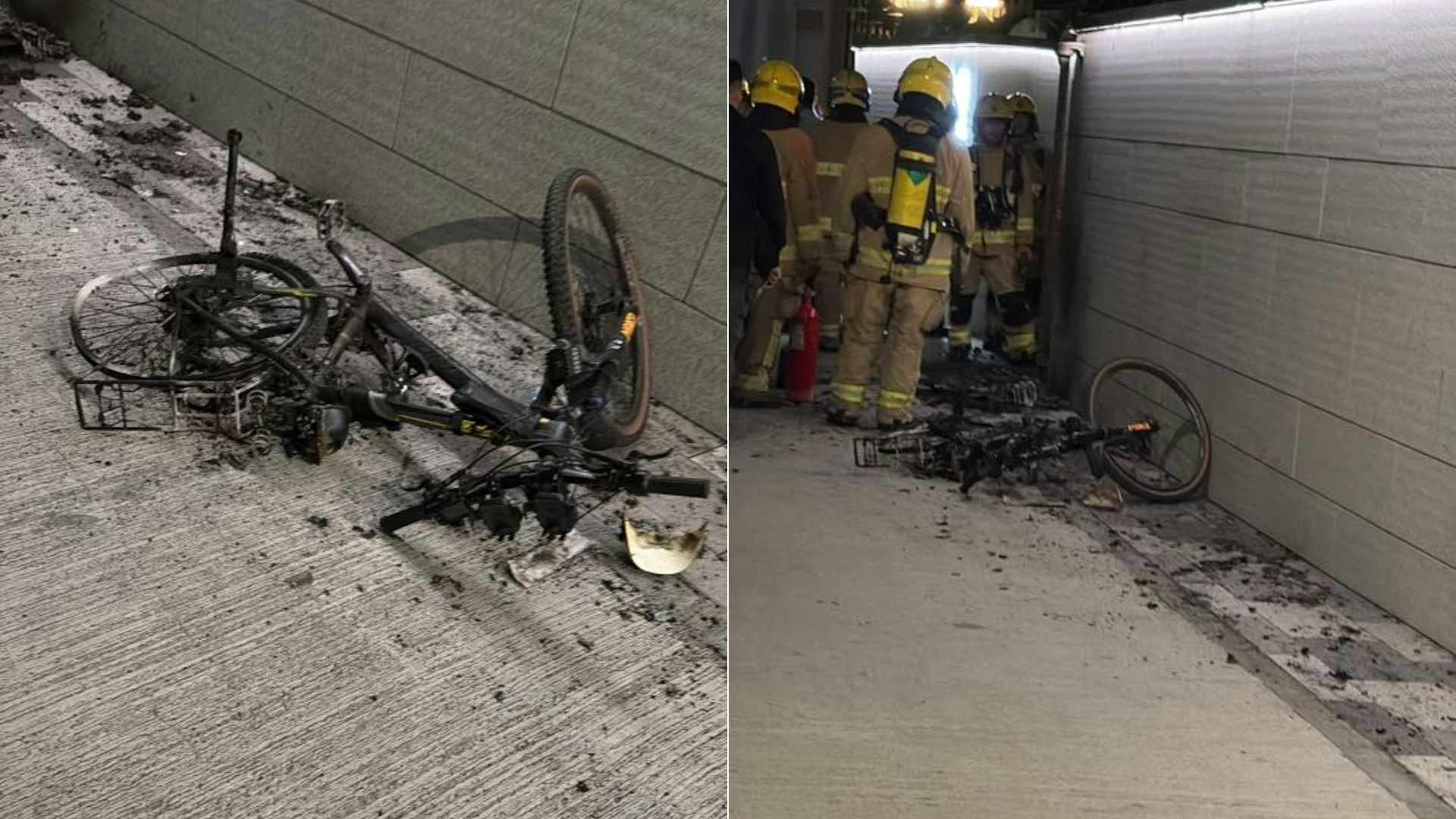 元朗「尚柏」對開單車起火 嚴重焚毀 餘燼遍地 元朗「尚柏」對開單車起火 嚴重焚毀 餘燼遍地