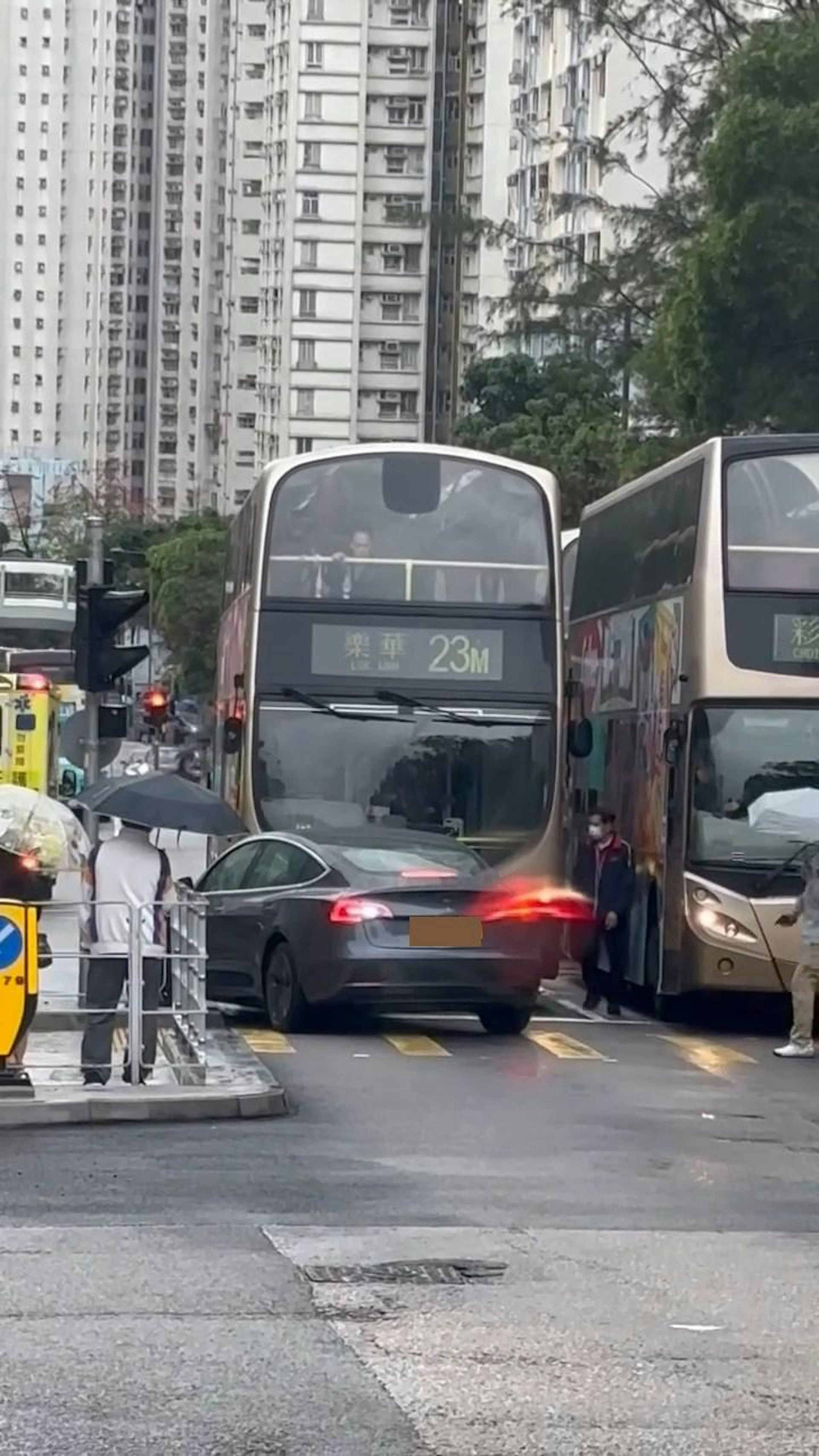 網民看過影片讚揚巴士司機「做得好」,批評Tesla司機離譜。(Facebook群組「車cam L(香港群組)」)