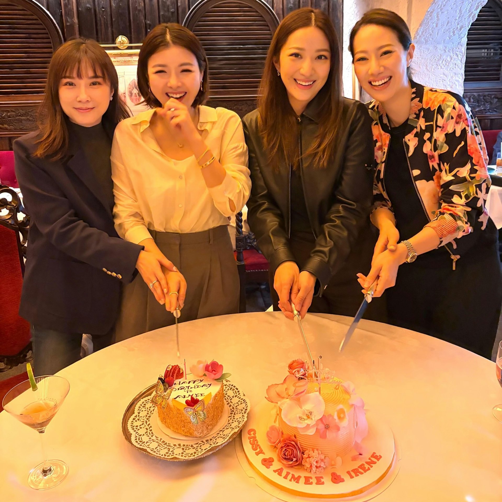 陈茵媺获汪诗诗、汪圆圆(已改名蔡汪镁庭)以及刘倩婷为她预祝生日。(陈茵媺ig)
