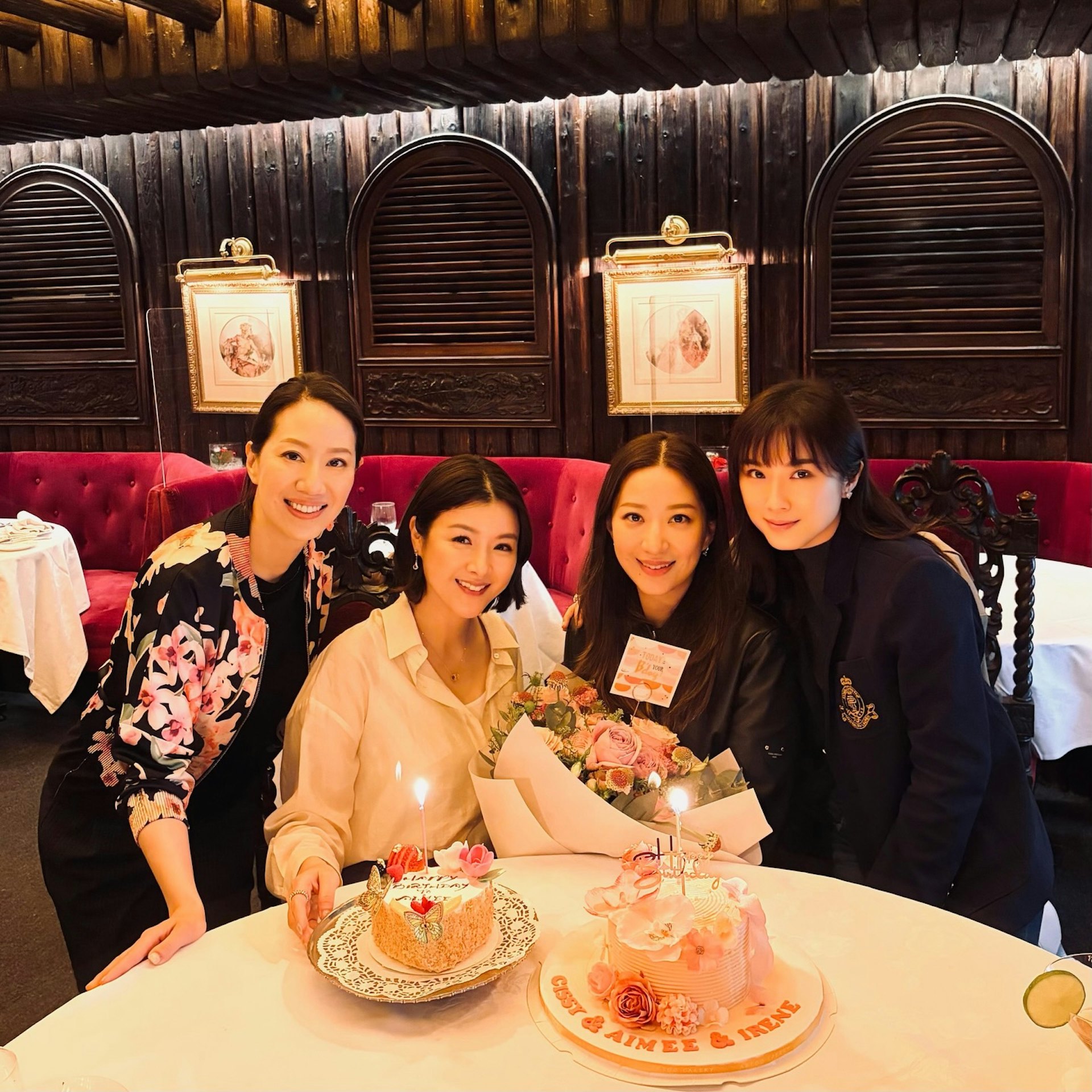 陈茵媺获汪诗诗、汪圆圆(已改名蔡汪镁庭)以及刘倩婷为她预祝生日。(陈茵媺ig)