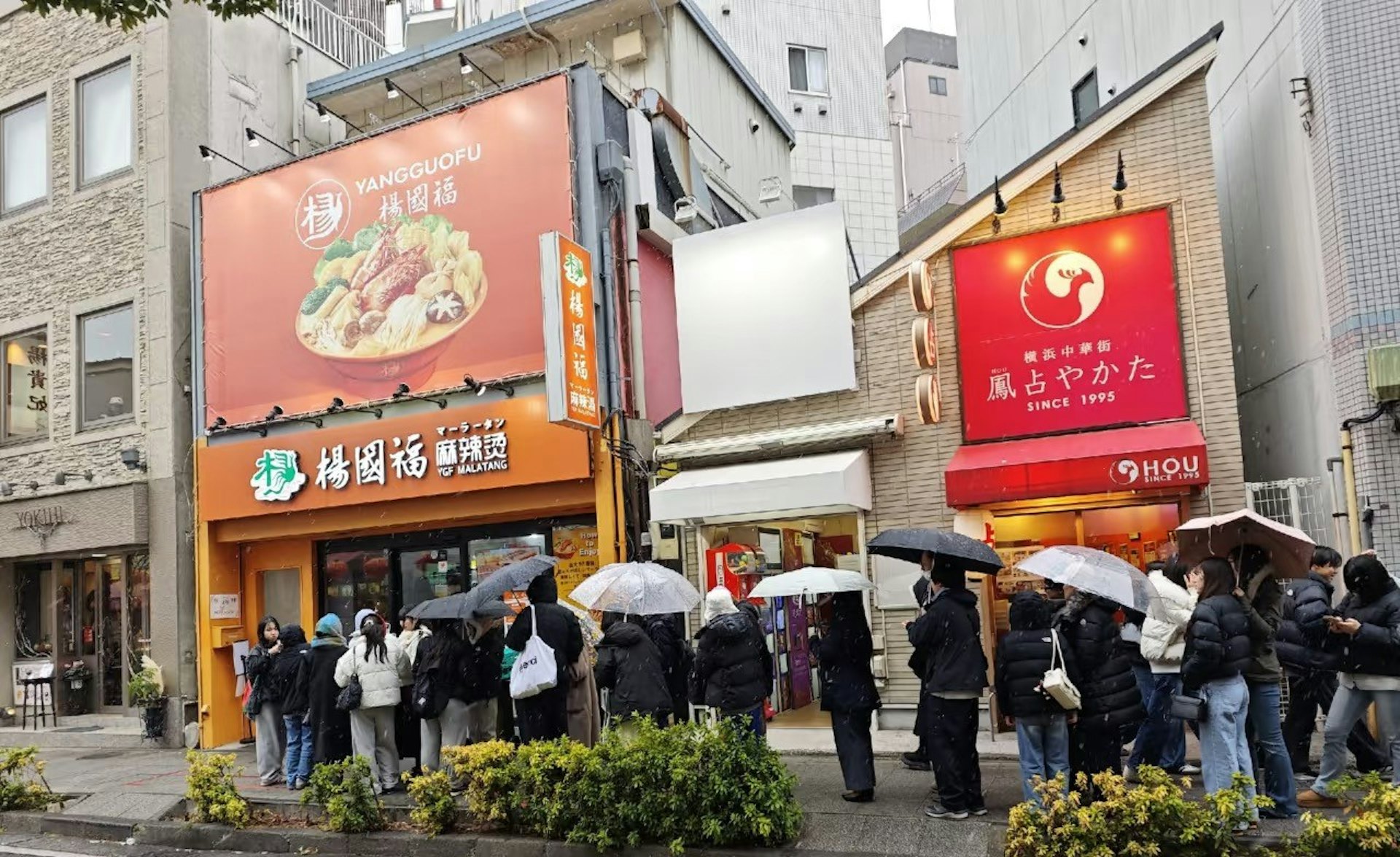 日本人在橫濱的楊國福麻辣燙分店排起長龍。(網上相片)