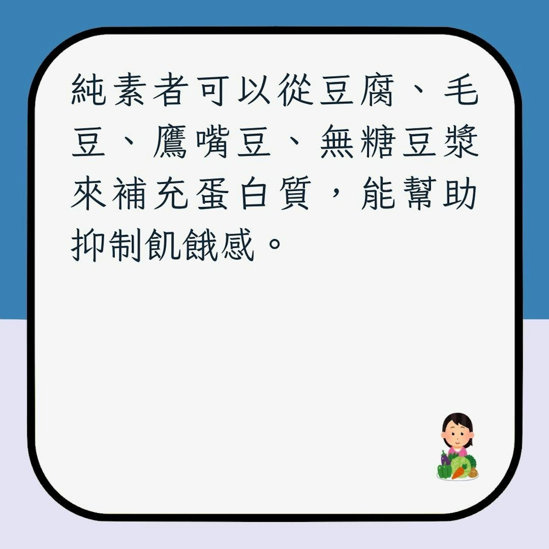 【吃素減肥5注意】5. 確保每餐都有足夠的蛋白質(01製圖)