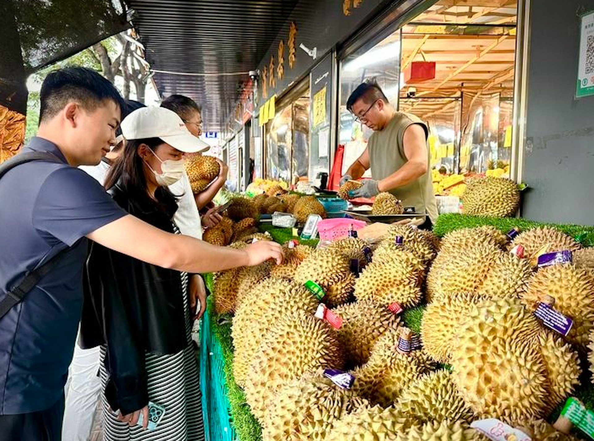 隨着新季東南亞榴槤集中上市,榴槤價格大幅「跳水」。(新華社)