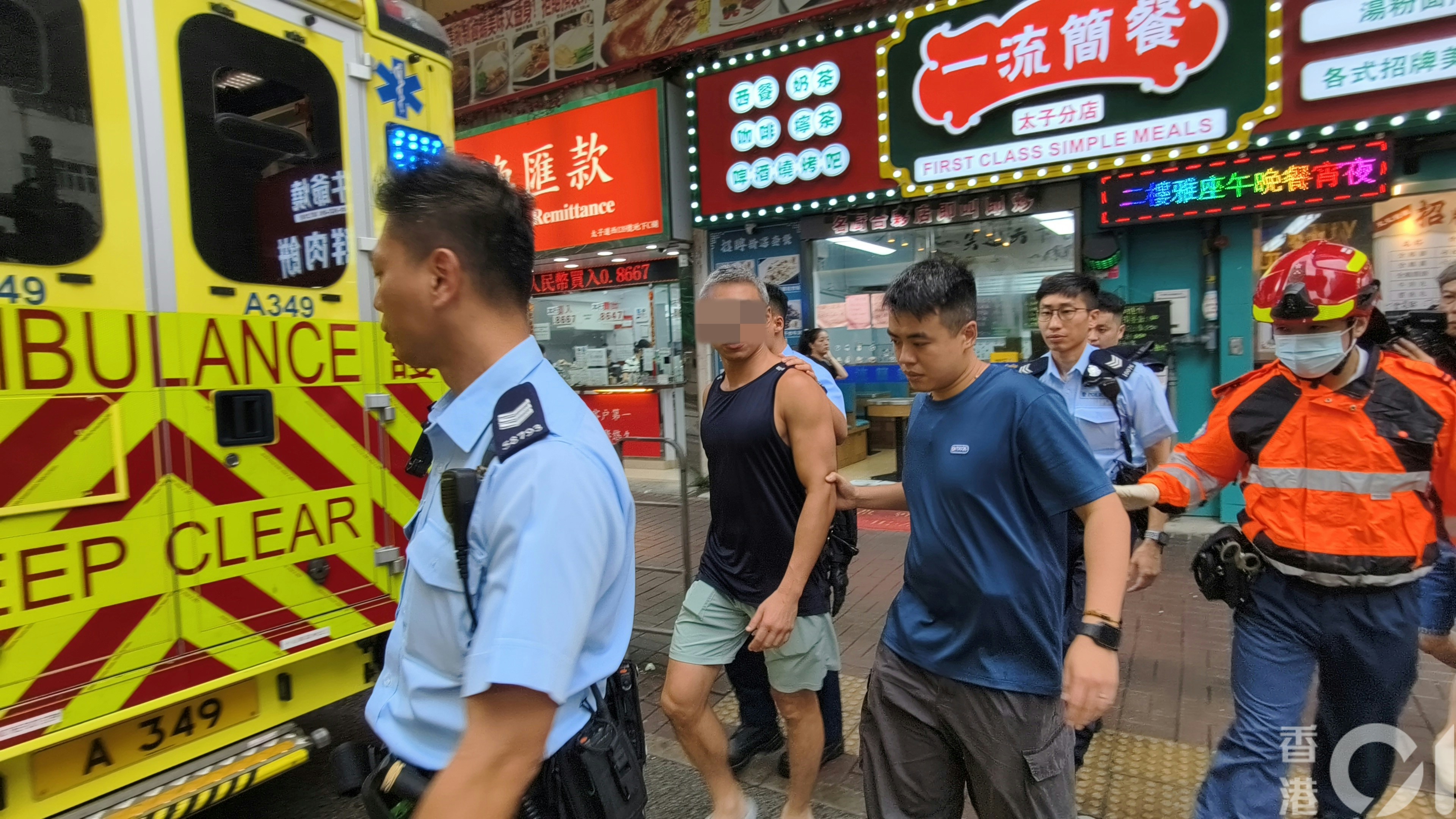 涉事租客亦被送往廣華醫院治理。（黃學潤攝）