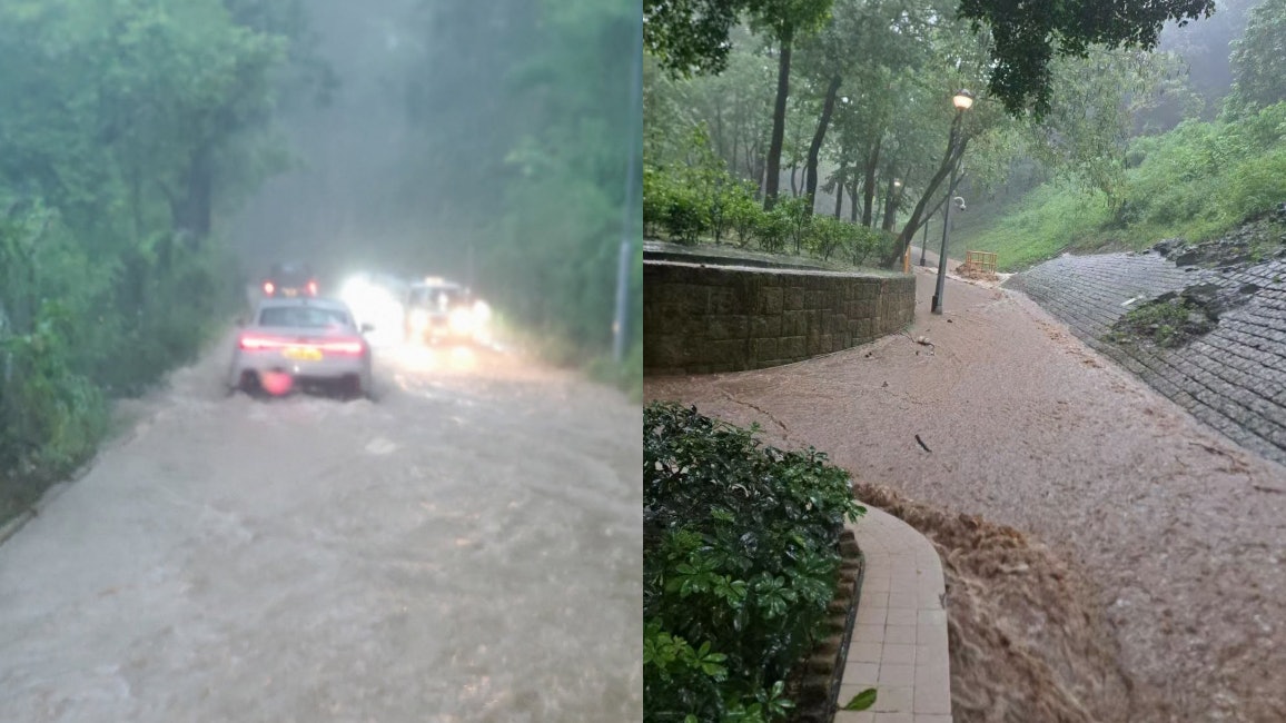黑雨|多區接獲水浸報告屯門山景邨如同澤國粉錦公路嚴重水浸