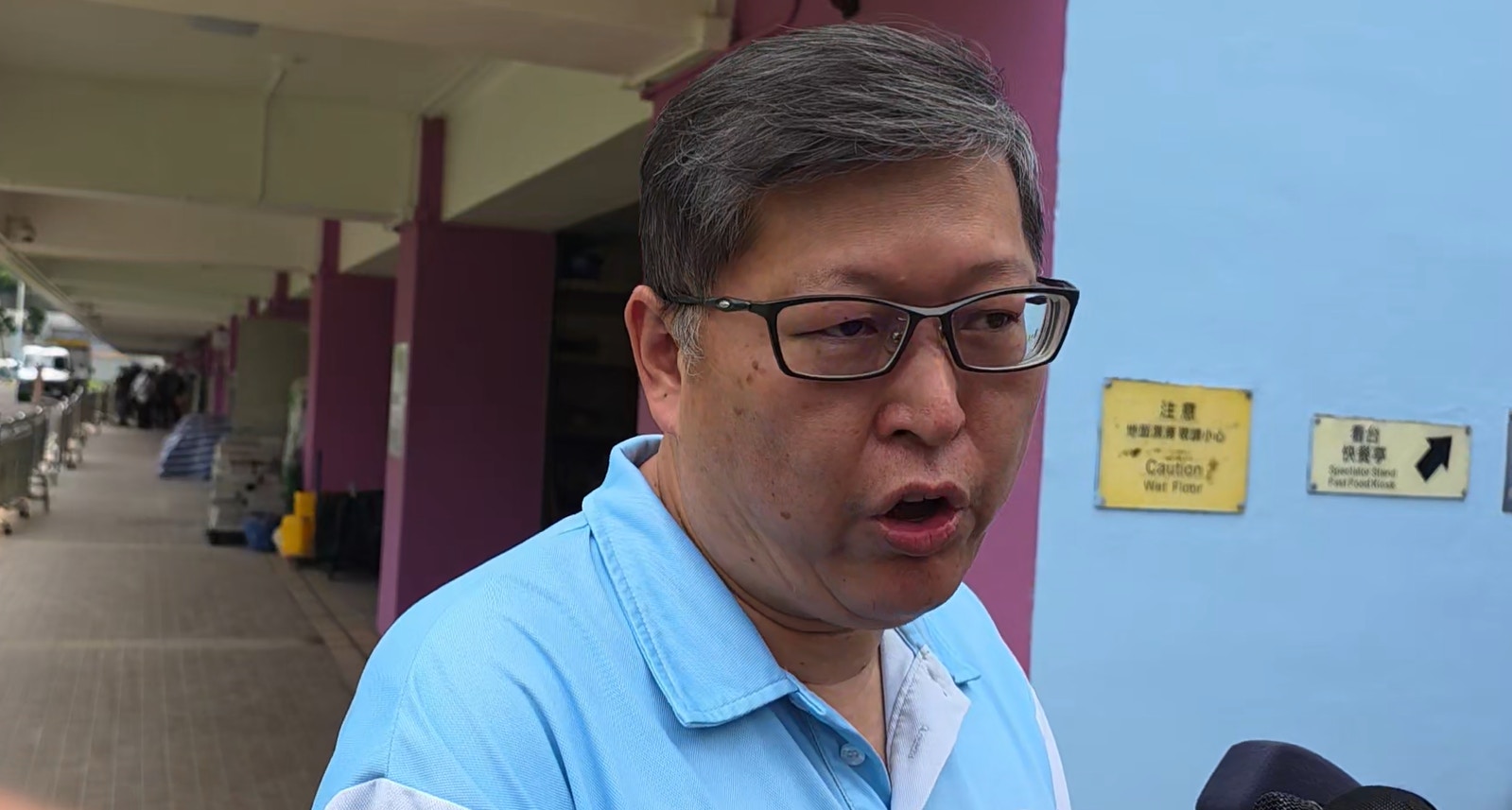 香港建造業總工會理事長周思傑希望勞工處嚴肅徹查事件。（黃偉民攝）