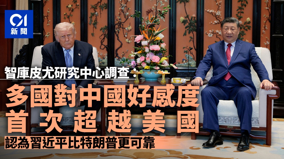 皮尤調查:多國對華好感超越美國 指習近平比特朗普更可靠