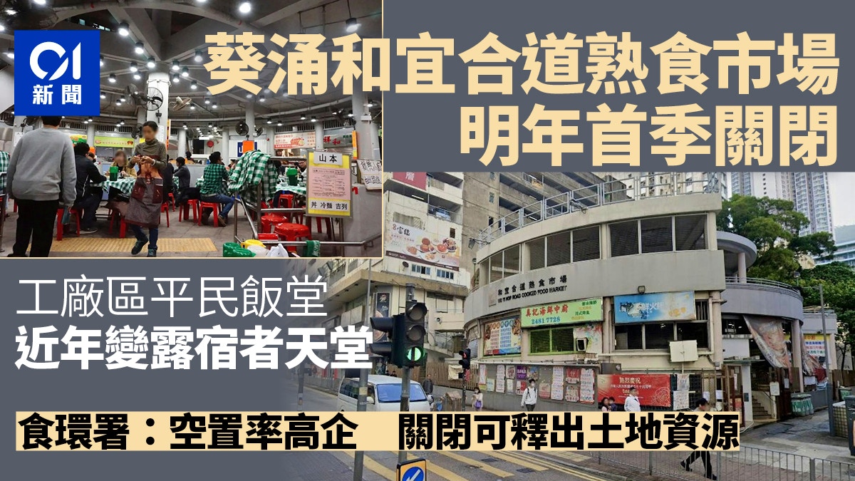 葵涌和宜合道熟食市場明年首季關閉 近年由平民飯堂變露宿者天堂