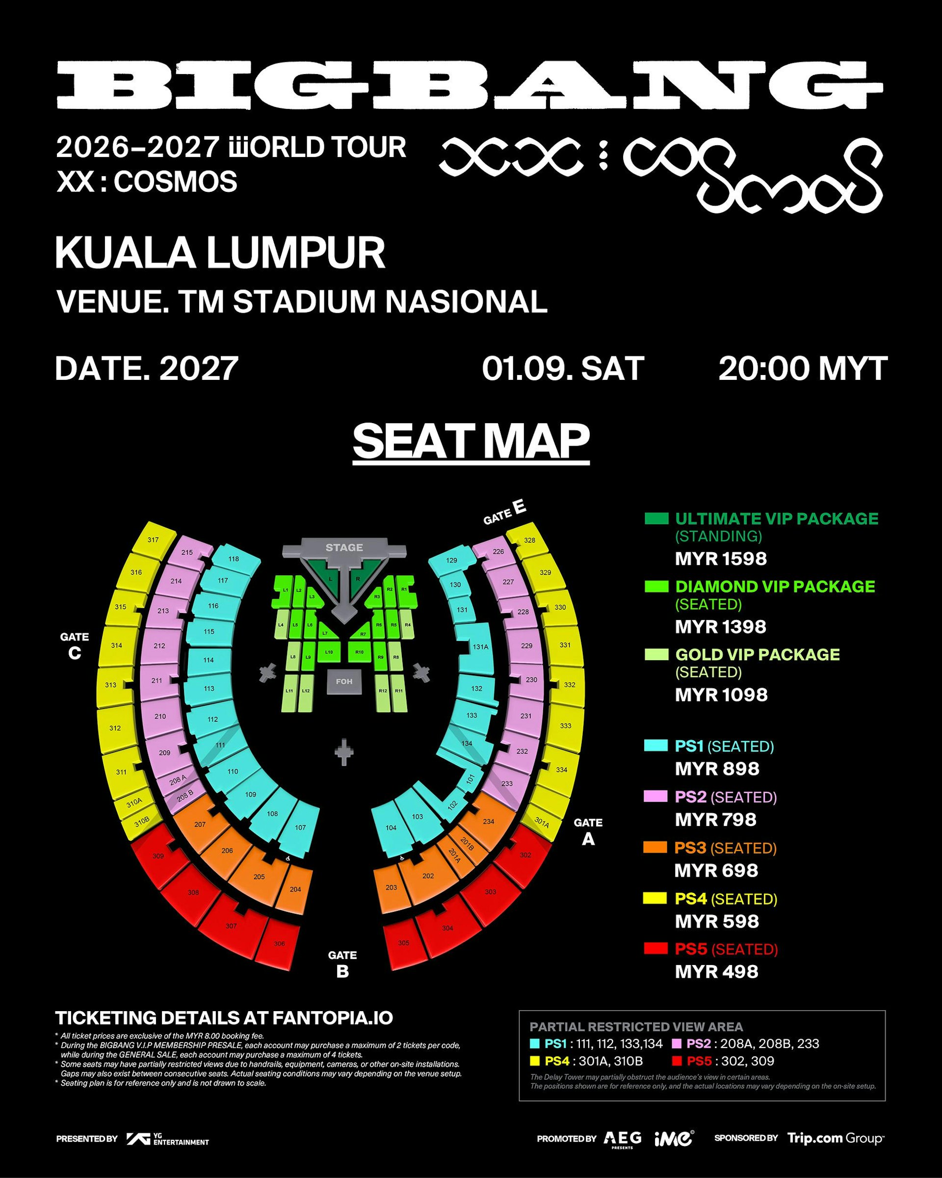 BIGBANG演唱會2027馬來西亞 | 座位表(Fantopia)