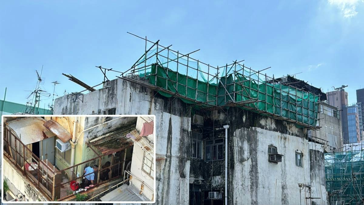 深水埗工傷｜業界指唐樓外牆石屎不穩　高空工作必須用獨立安全繩
