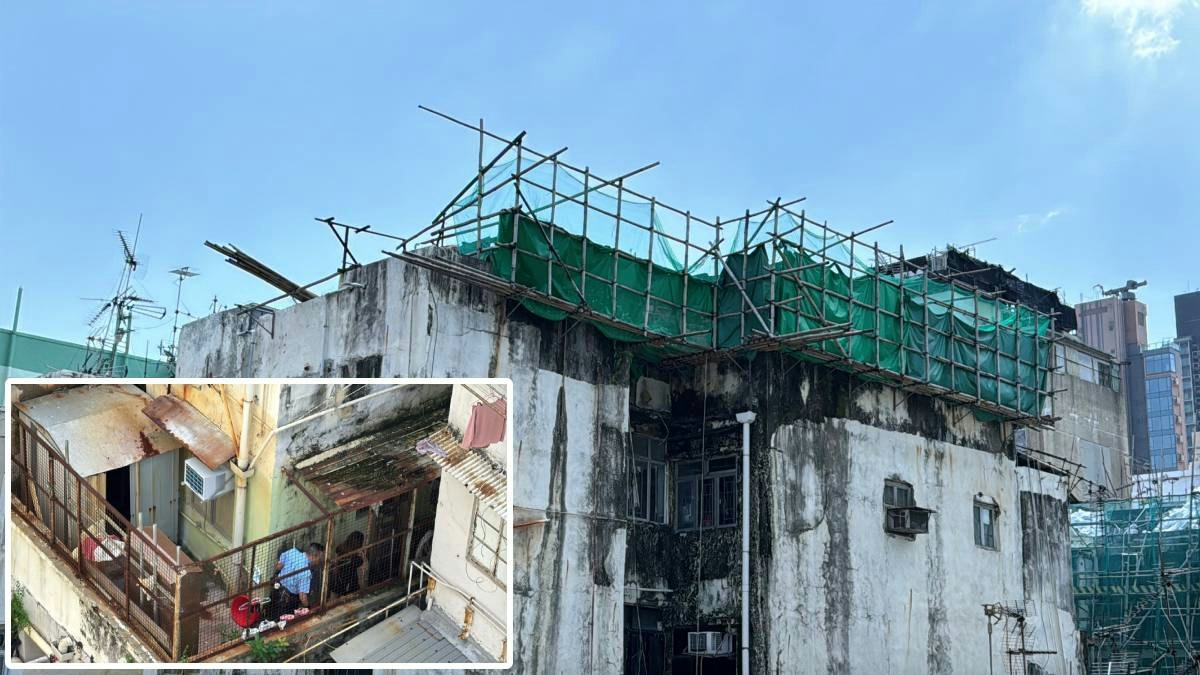 深水埗工傷|業界指唐樓外牆石屎不穩 高空工作必須用獨立安全繩
