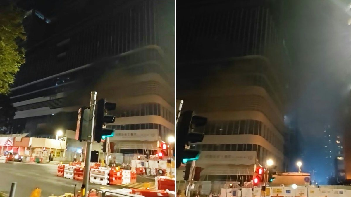 沙田威爾斯親王醫院重建地盤起火冒濃煙 消防開喉灌救