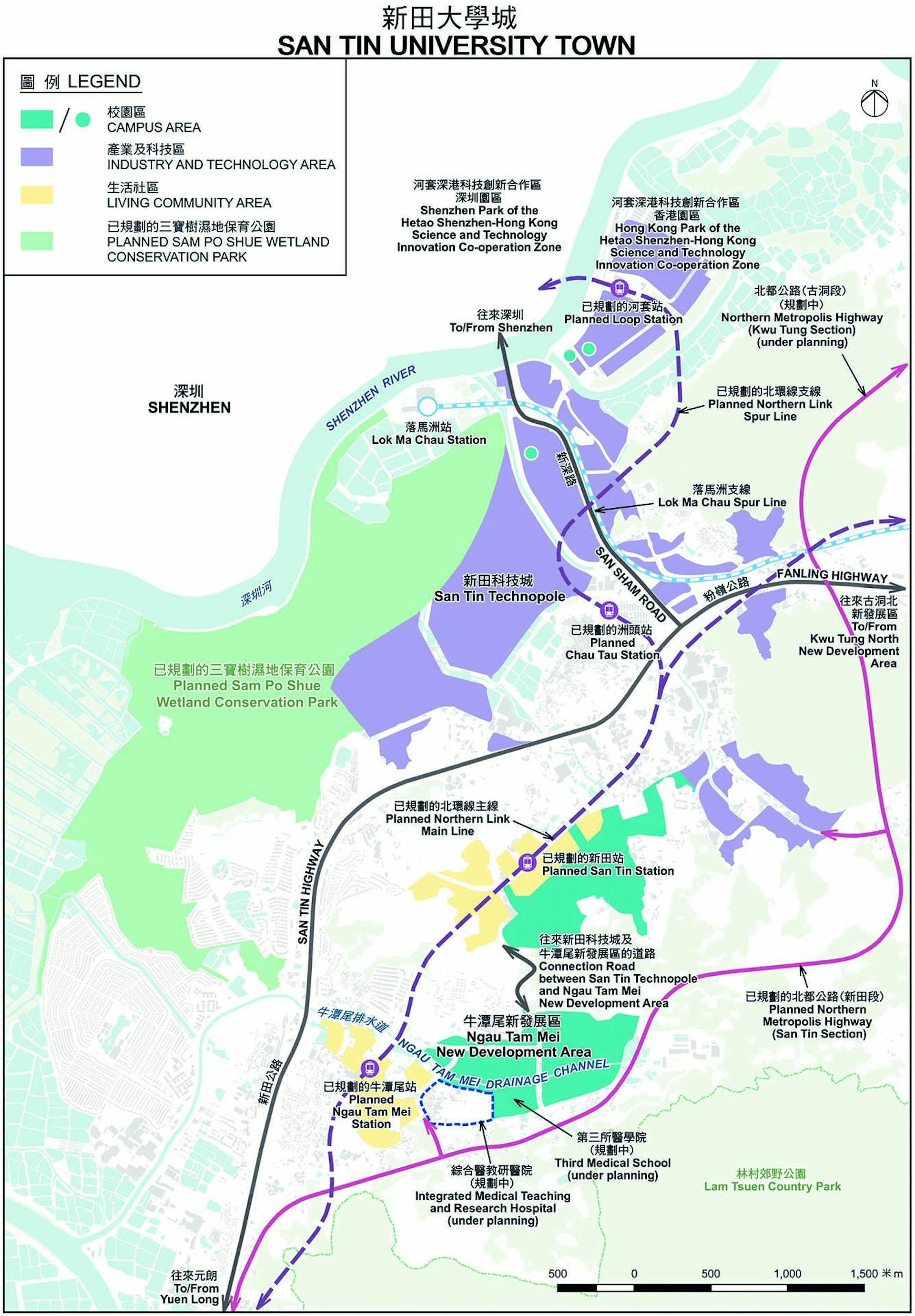 新田大學城規劃圖。(五年規劃文件截圖)