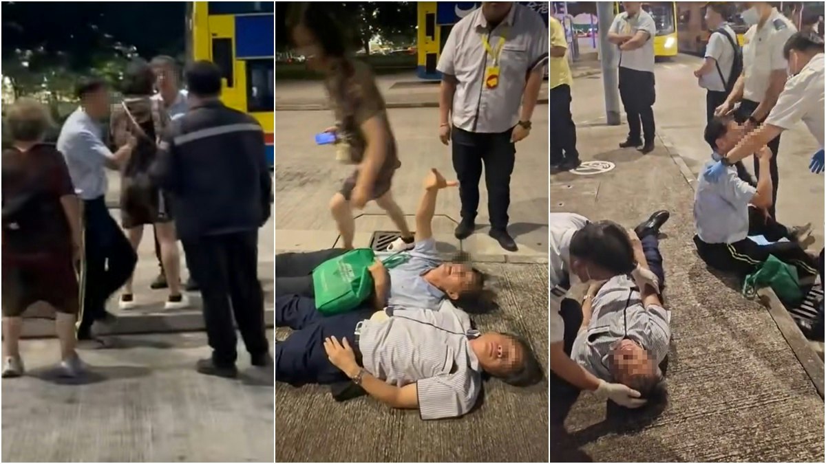 有片︱中環內地遊客多付車資求退款 八旬翁與城巴車長爭執同攤地