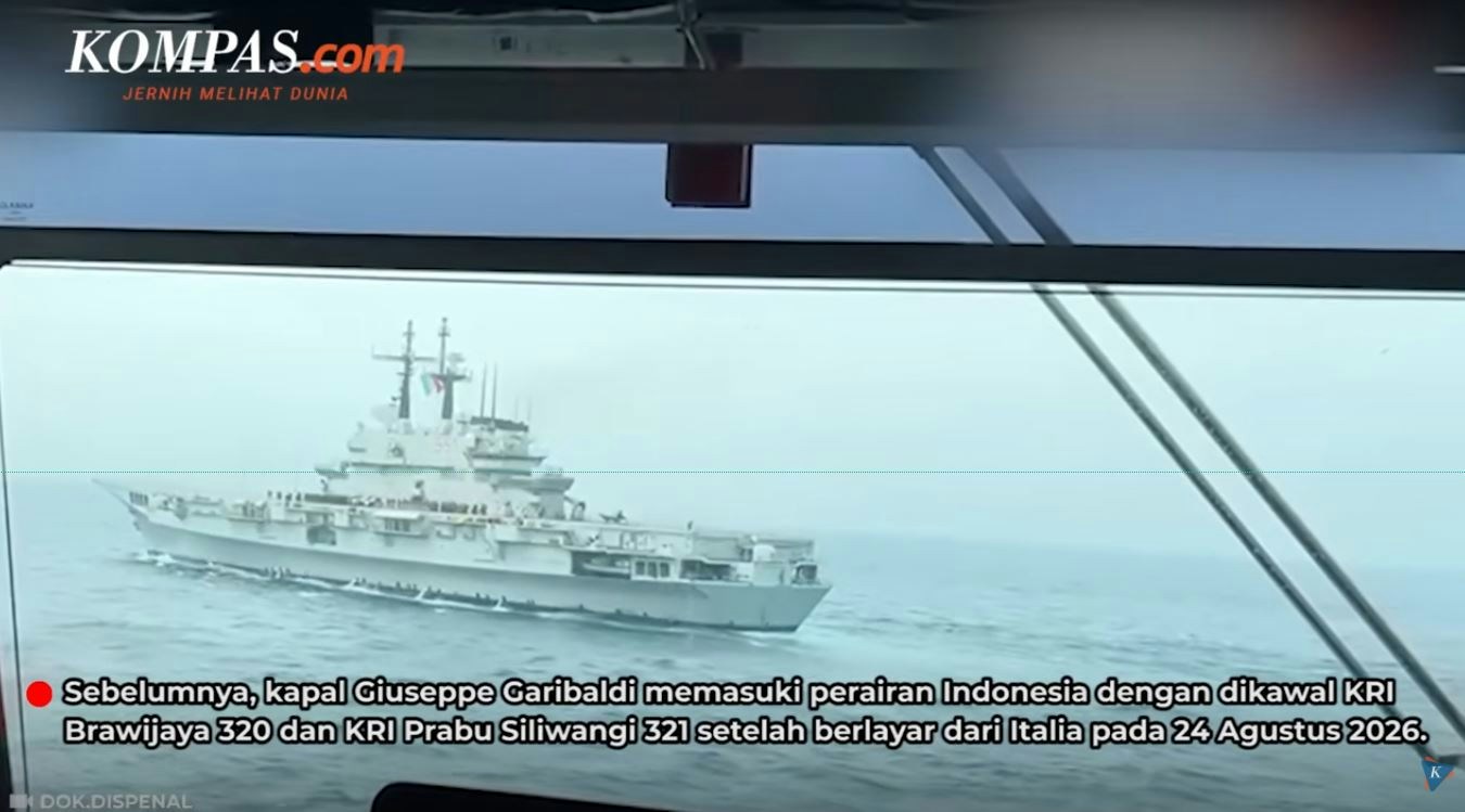 即原属意大利海军的「加里波底」号将成为印尼的首艘航空母舰。(YouTube@Kompas.com影片截图)