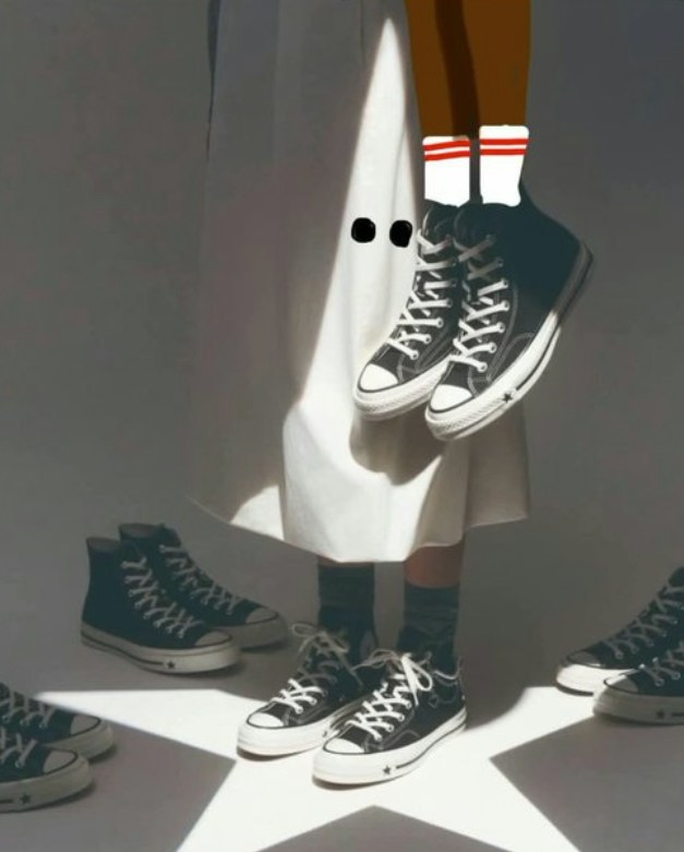 美国运动鞋品牌Converse发布的一则广告,让人联想起三K党(Ku Klux Klan,简称KKK)的白色尖顶兜帽形象,悬挂的鞋子更被网友比作私刑受害者形象。事件引起骂声后,Converse撤下相关广告,并发声明道歉。(网络图片)