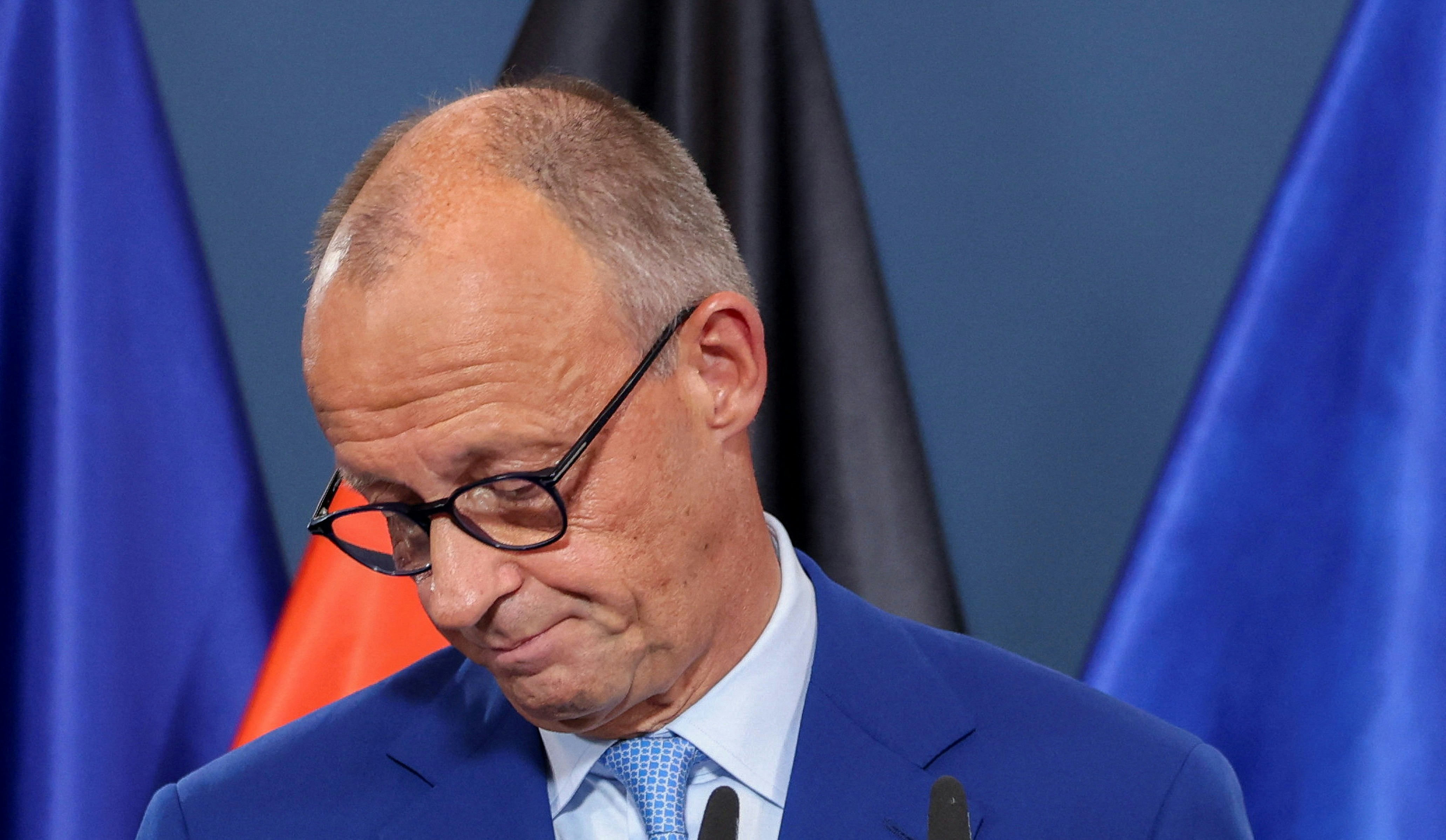 2026年9月20日，德国两场州议会选举结束后，总理总理默茨（ Friedrich Merz）在柏林基民盟（CDU）总部发表讲话。（Reuters）