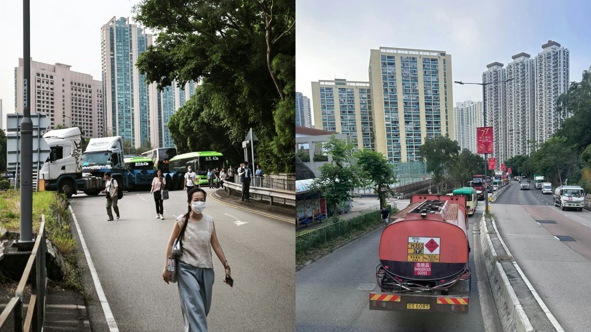 返工注意|青衣交匯處兩貨車相撞 交通擠塞現車龍 乘客落車行